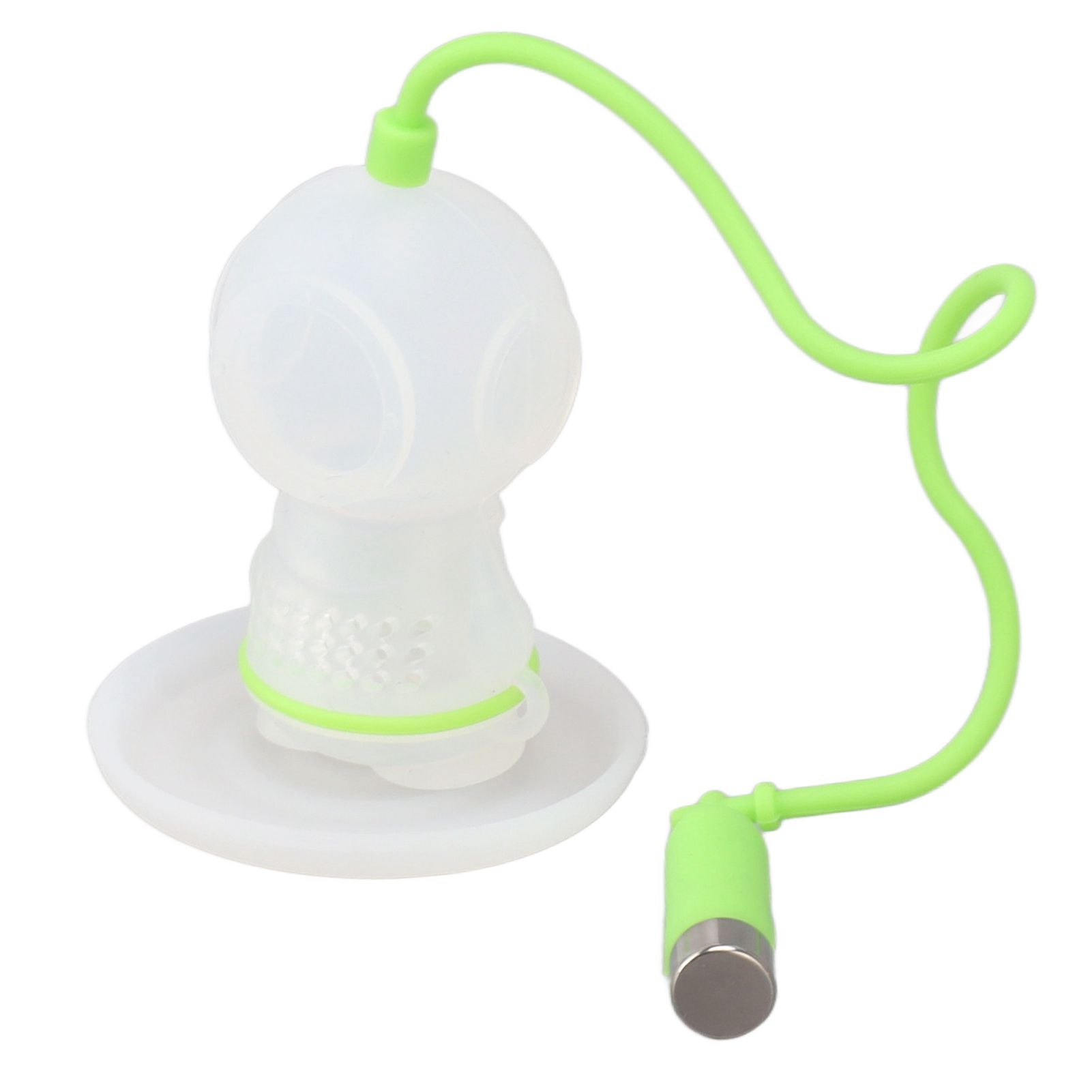 Silicone Tea Infuser Cute Diver Shape Loose Tea Leaf Filter Tea Diffuser Strainer with Chain and Drip Tray for Home Green - Image 6