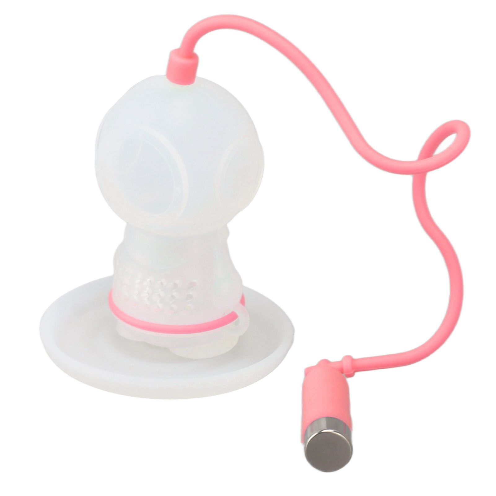 Silicone Tea Infuser Cute Diver Shape Loose Tea Leaf Filter Tea Diffuser Strainer with Chain and Drip Tray for Home Pink - Image 6