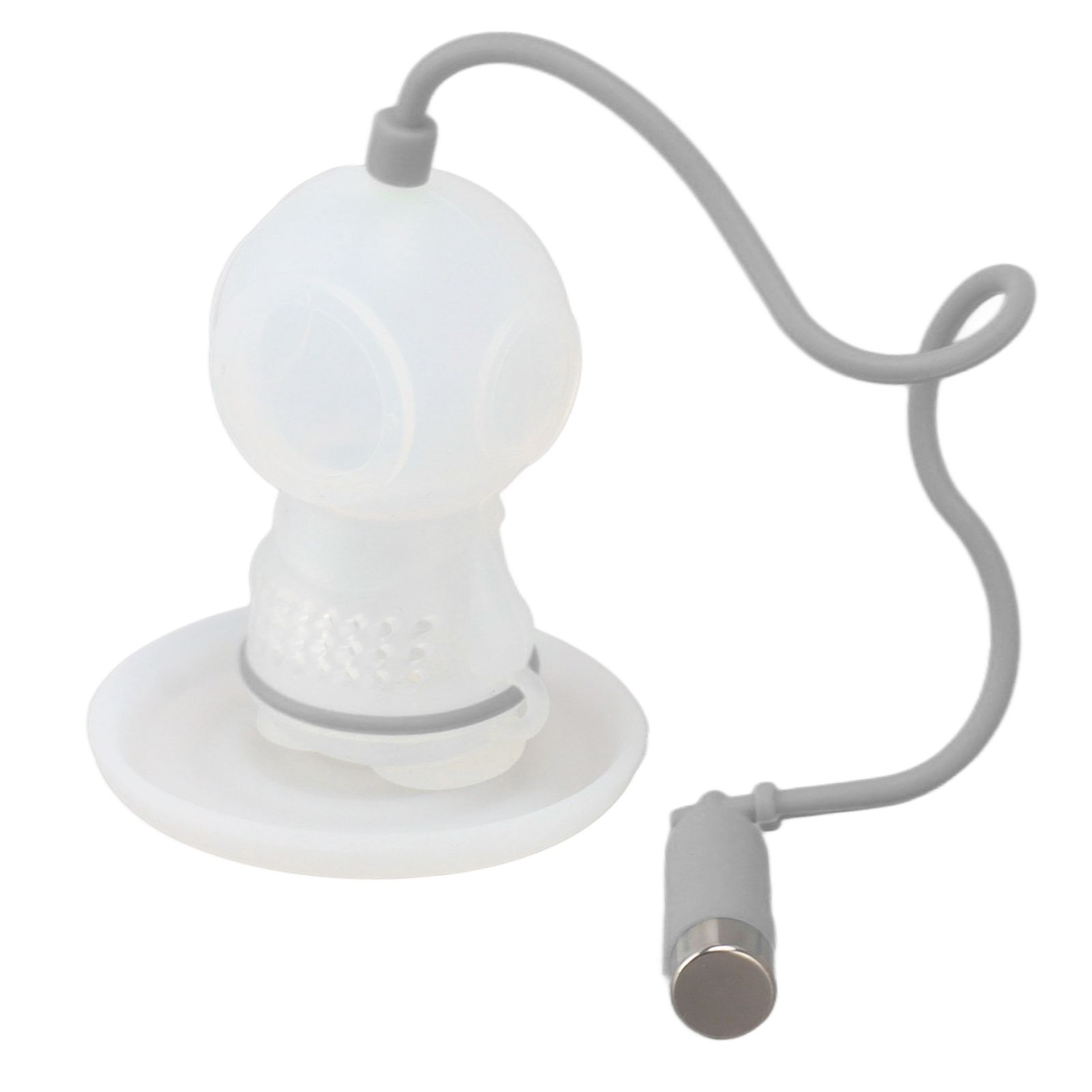 Silicone Tea Infuser Cute Diver Shape Loose Tea Leaf Filter Tea Diffuser Strainer with Chain and Drip Tray for Home Grey - Image 6