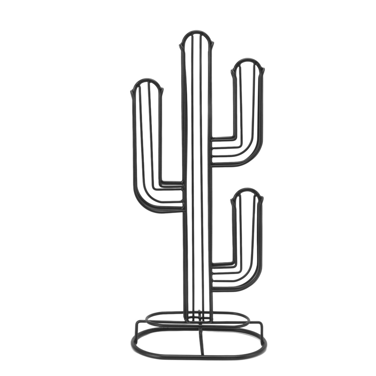 Cactus Shaped Coffee Pod Holder Home Black Iron Coffee Capsule Storage Stand Organizer Holds 48 Coffee Pods - Image 1