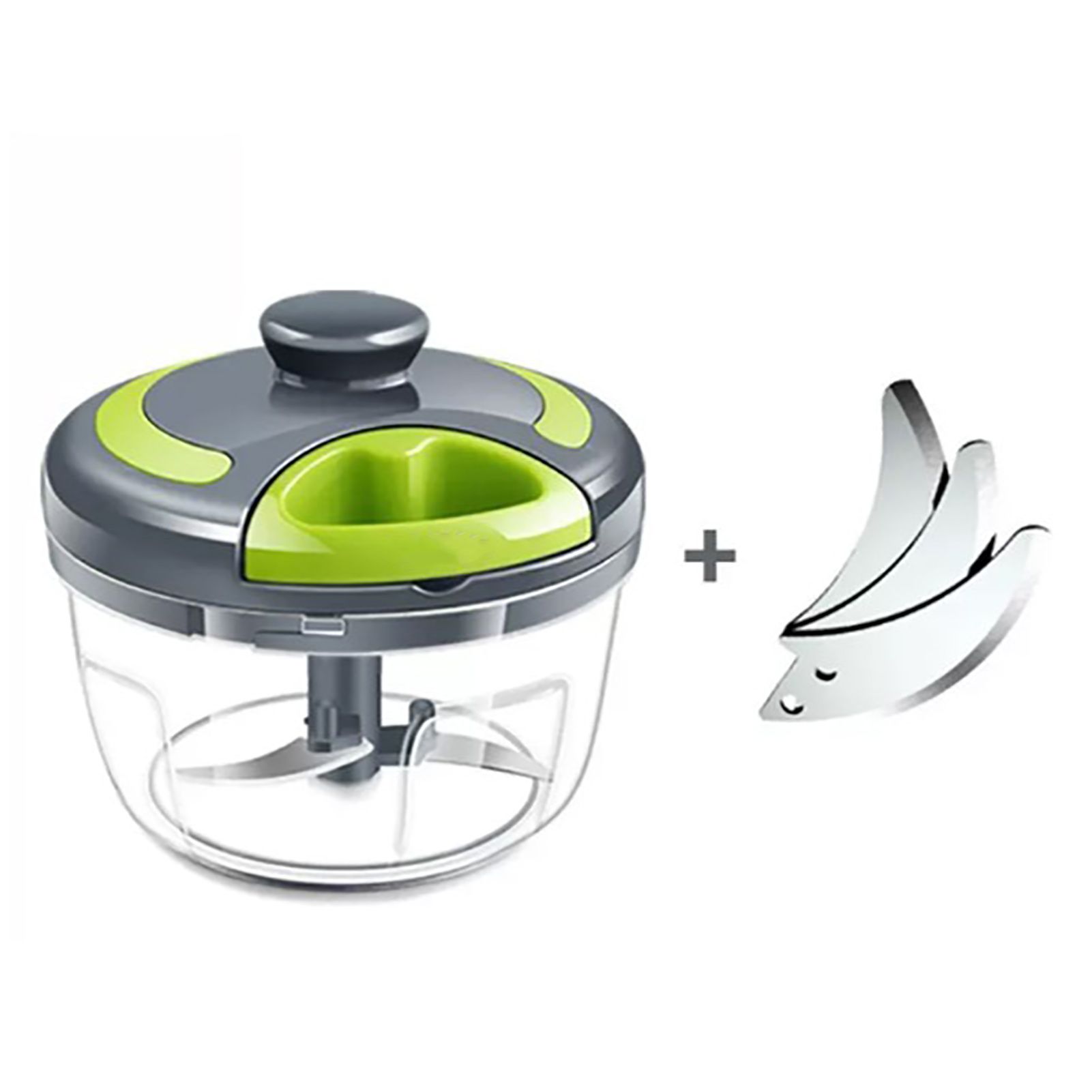 Garlic Chopper Machine Portable Mini Manual Hand Mincer 500ml Gray with Spare Blade - Image 1