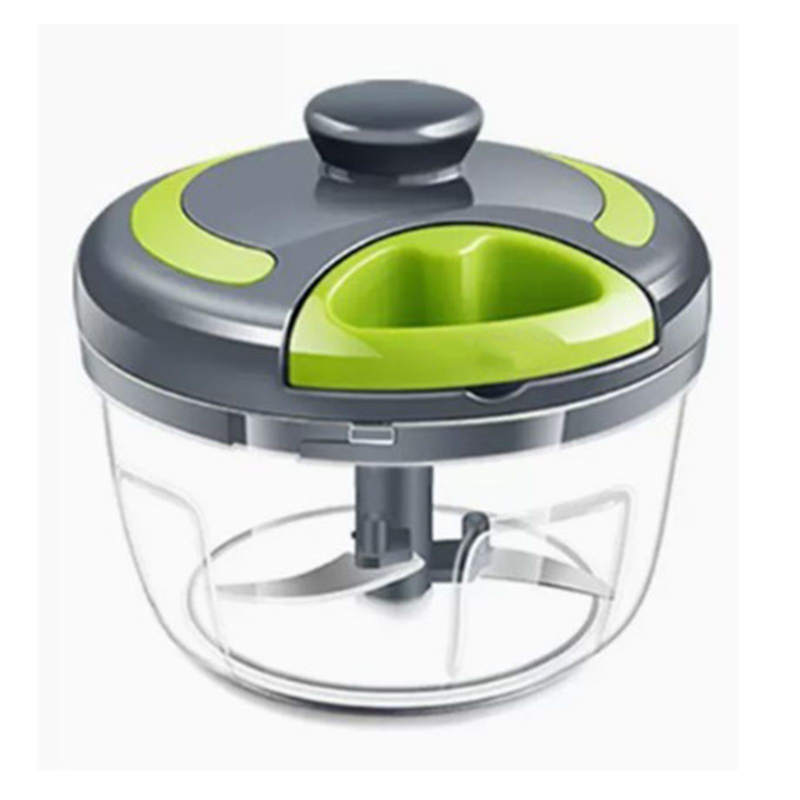 Garlic Chopper Machine Portable Mini Manual Hand Mincer 500ml Gray with Spare Blade - Image 2