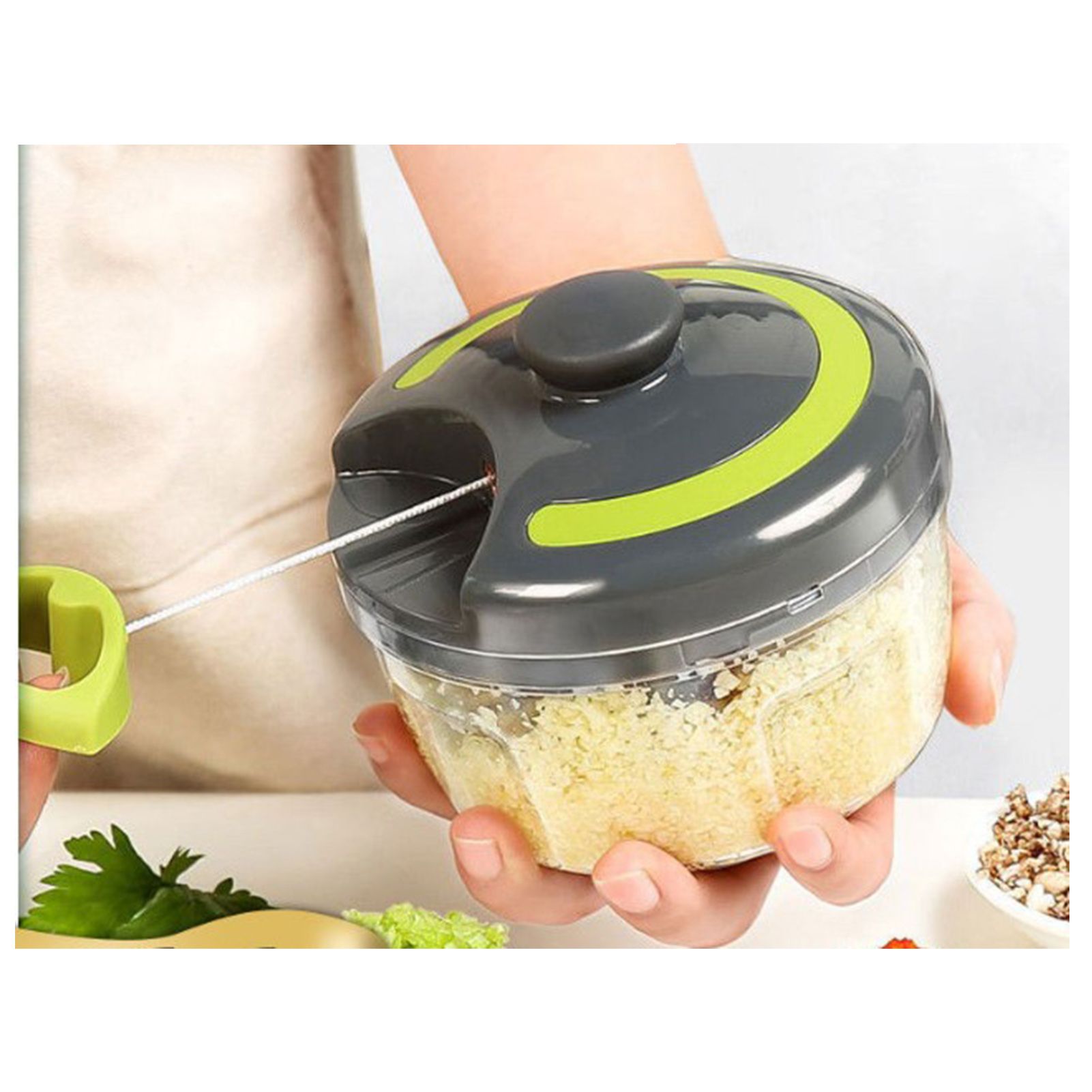 Garlic Chopper Machine Portable Mini Manual Hand Mincer 500ml Gray with Spare Blade - Image 6