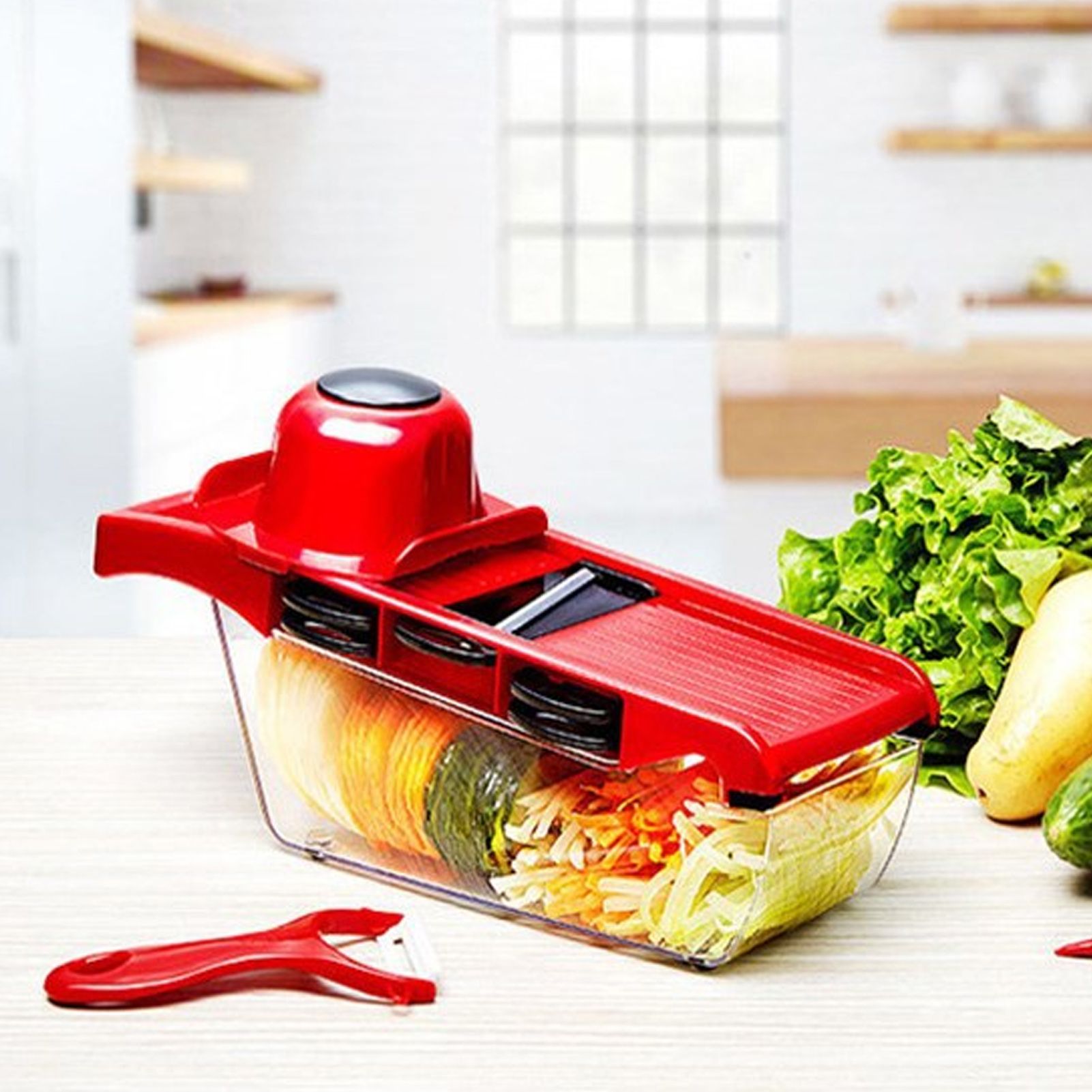 6 in 1 Vegetable Slicers Kitchen Multifunctional Food Potato Veggie Chopper Dicer Cutter with Peeler - Image 4