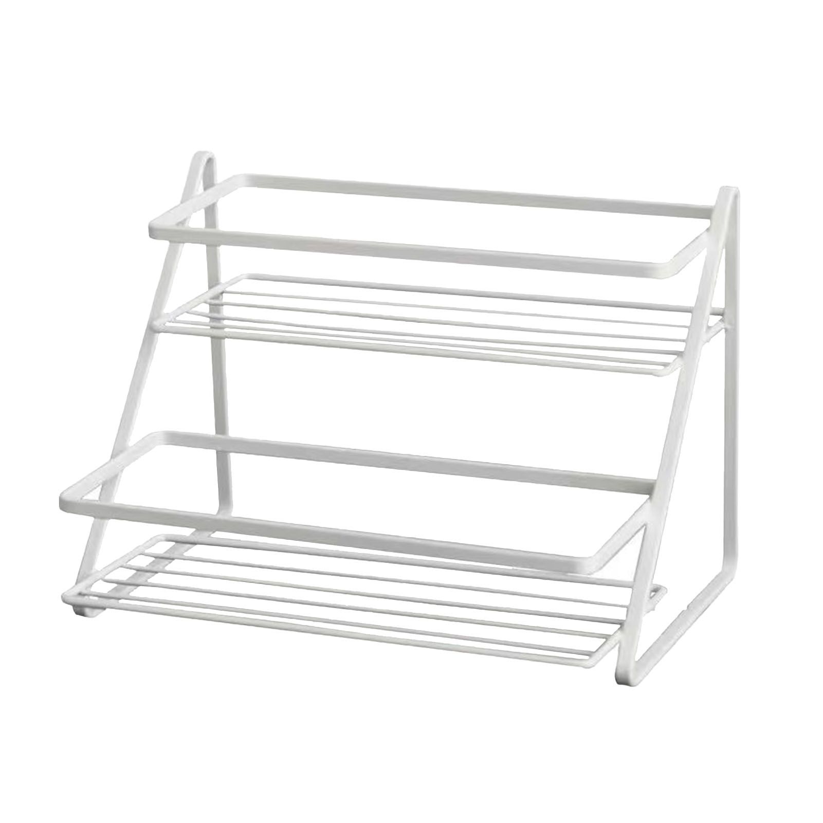 Kitchen Countertop Storage Rack Space Saving Multifunctional 2 Tiers Spice Toiletries Makeup Counter Standing Shelf White - Image 1