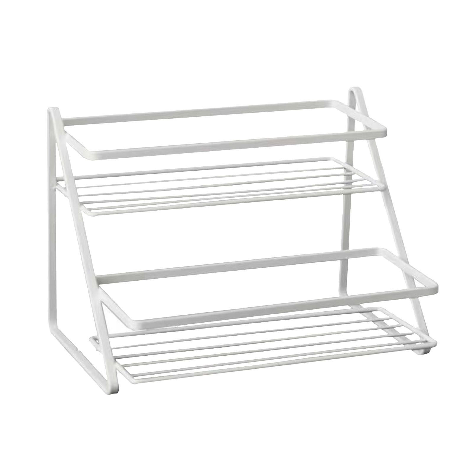 Kitchen Countertop Storage Rack Space Saving Multifunctional 2 Tiers Spice Toiletries Makeup Counter Standing Shelf White - Image 2