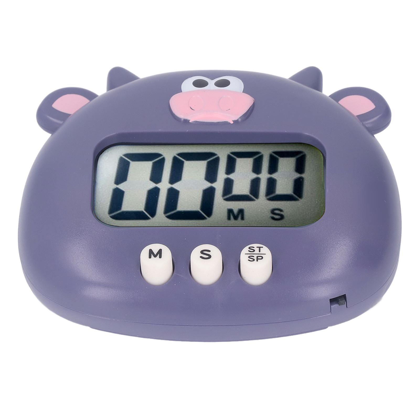 Digital Kitchen Timer Countup Countdown Cartoon Animal Sound Flash Alert Easy Operation with Stand for Cooking Teaching Purple Cow - Image 6