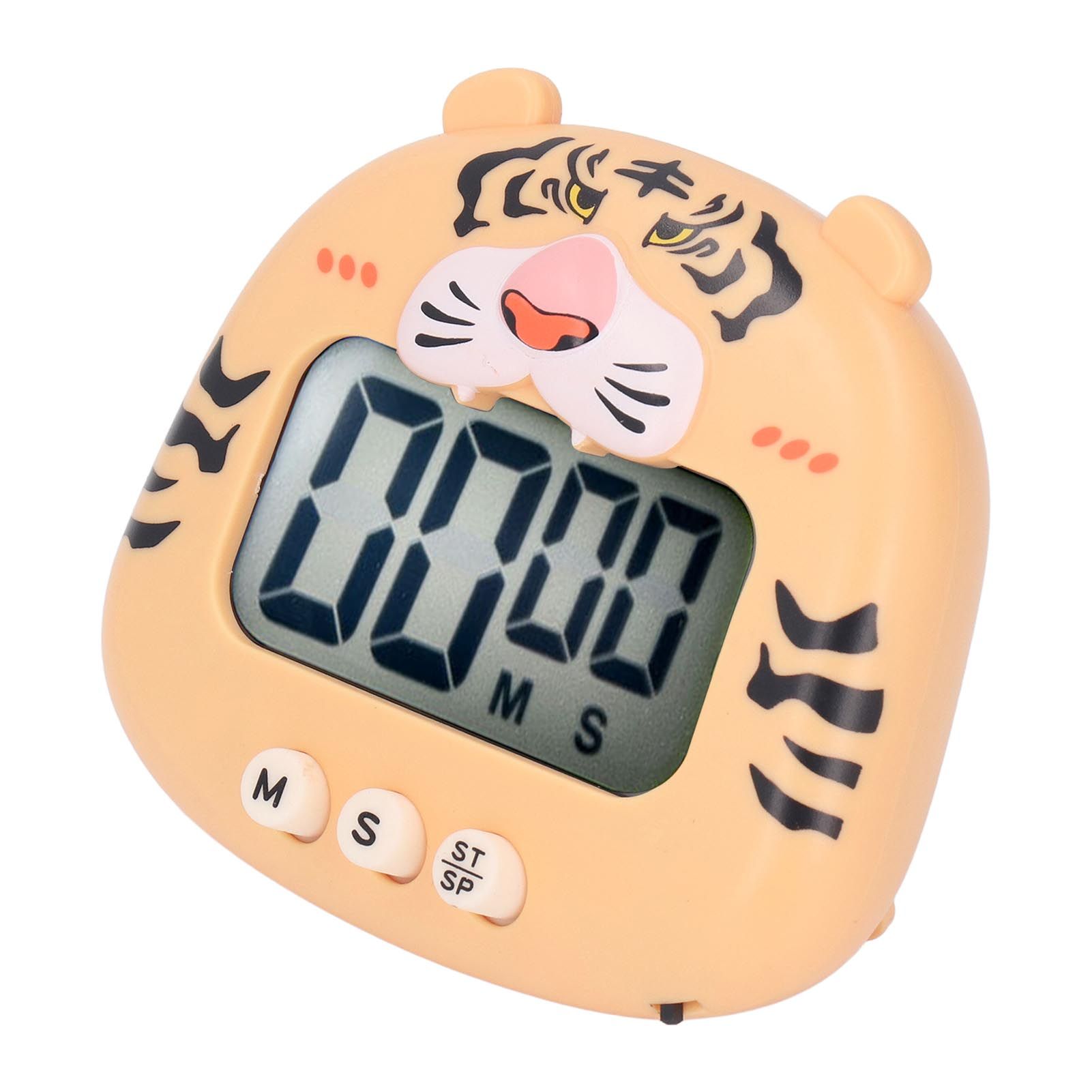 Digital Kitchen Timer Countup Countdown Cartoon Animal Sound Flash Alert Easy Operation with Stand for Cooking Teaching Yellow Tiger - Image 5