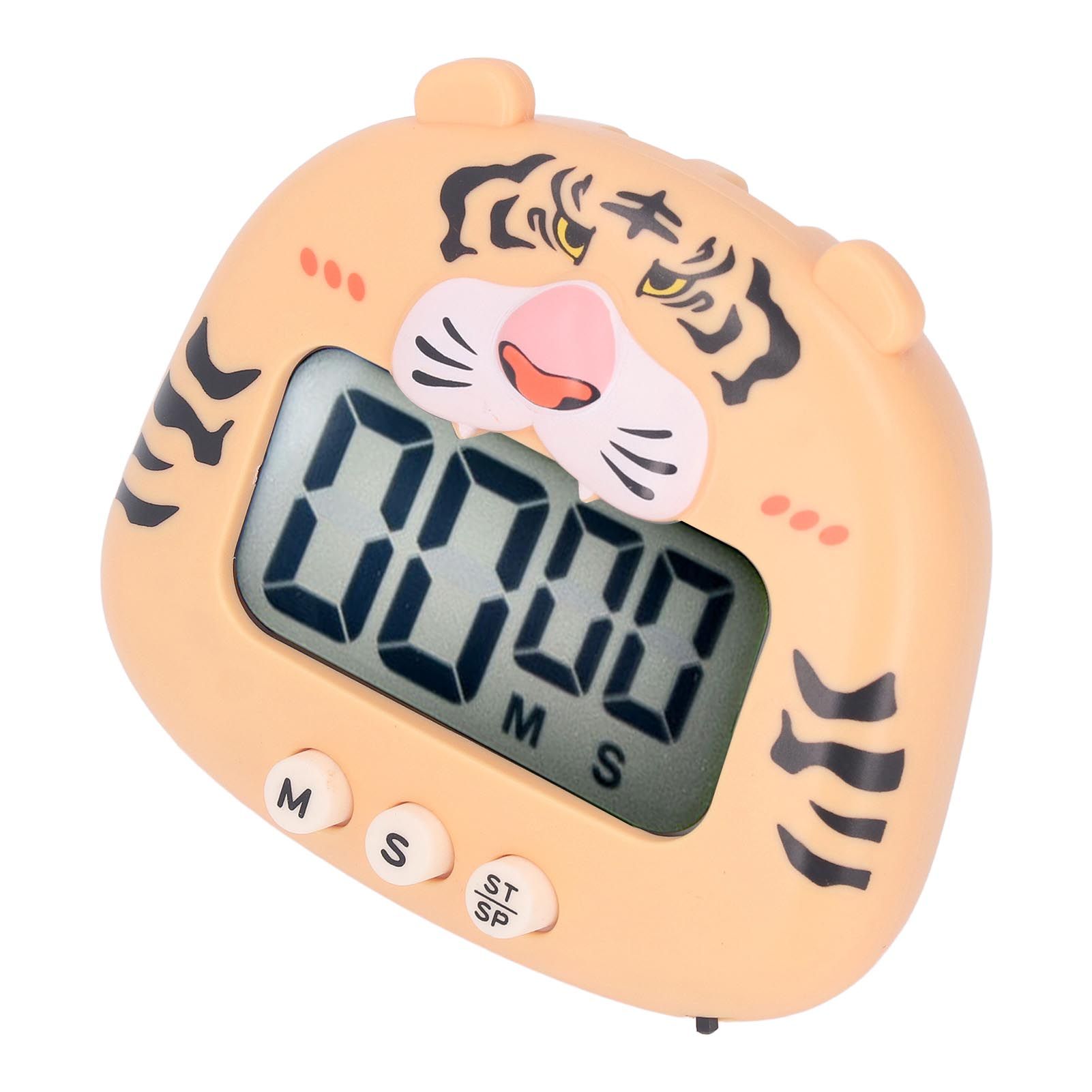 Digital Kitchen Timer Countup Countdown Cartoon Animal Sound Flash Alert Easy Operation with Stand for Cooking Teaching Yellow Tiger - Image 6