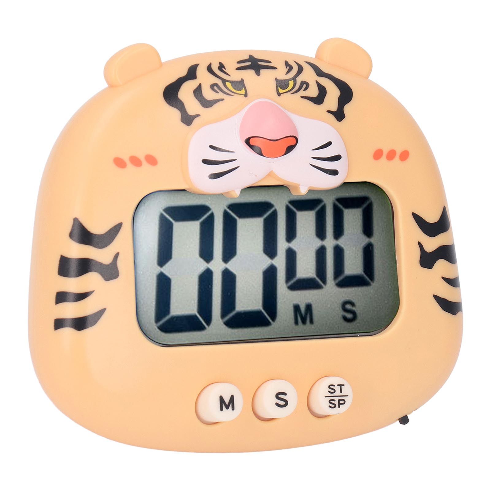 Digital Kitchen Timer Countup Countdown Cartoon Animal Sound Flash Alert Easy Operation with Stand for Cooking Teaching Yellow Tiger - Image 7