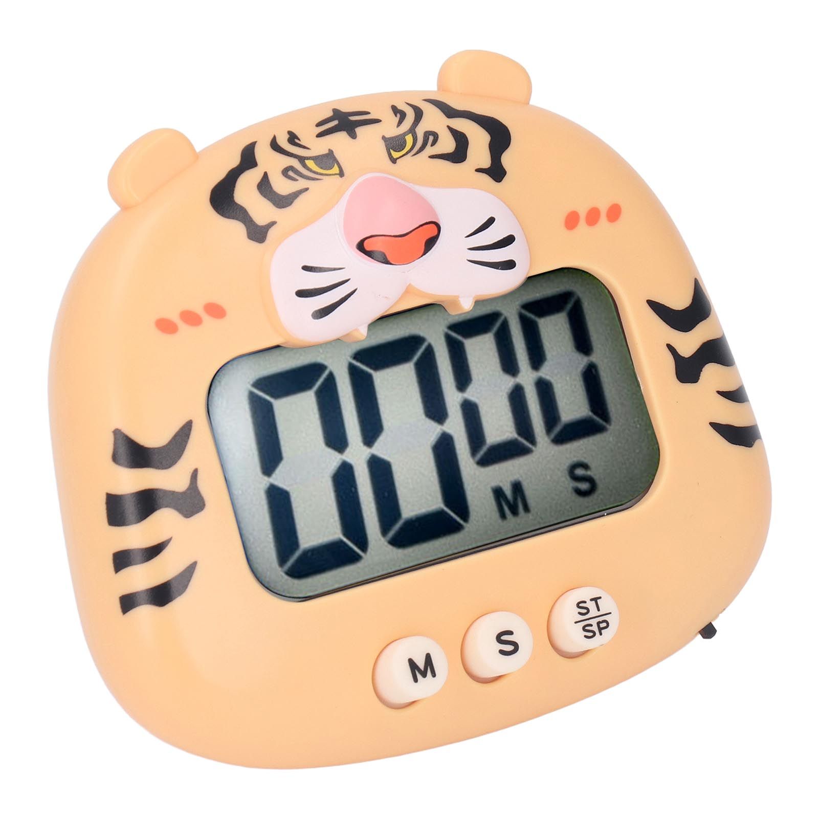 Digital Kitchen Timer Countup Countdown Cartoon Animal Sound Flash Alert Easy Operation with Stand for Cooking Teaching Yellow Tiger - Image 8