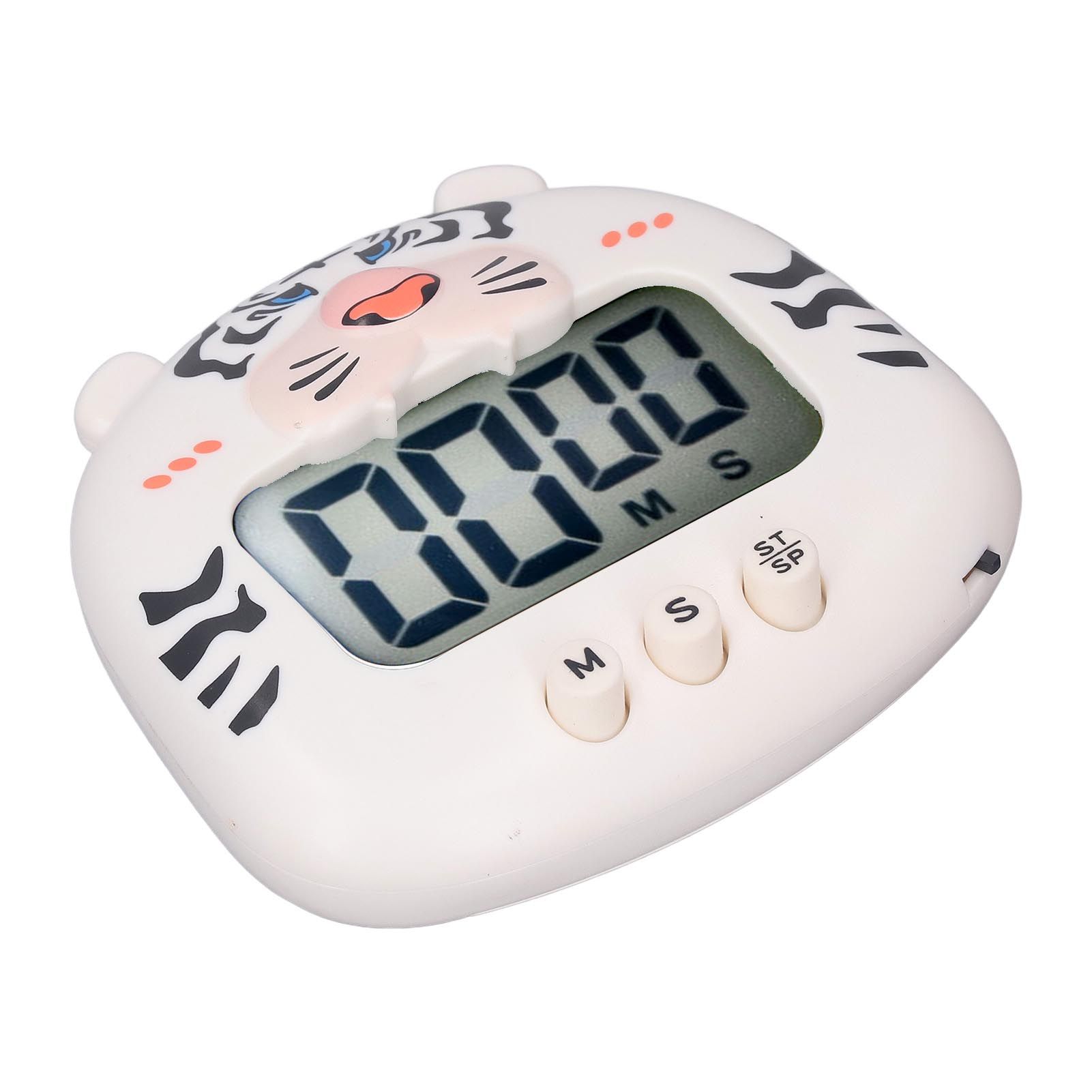 Digital Kitchen Timer Countup Countdown Cartoon Animal Sound Flash Alert Easy Operation with Stand for Cooking Teaching White Tiger - Image 8
