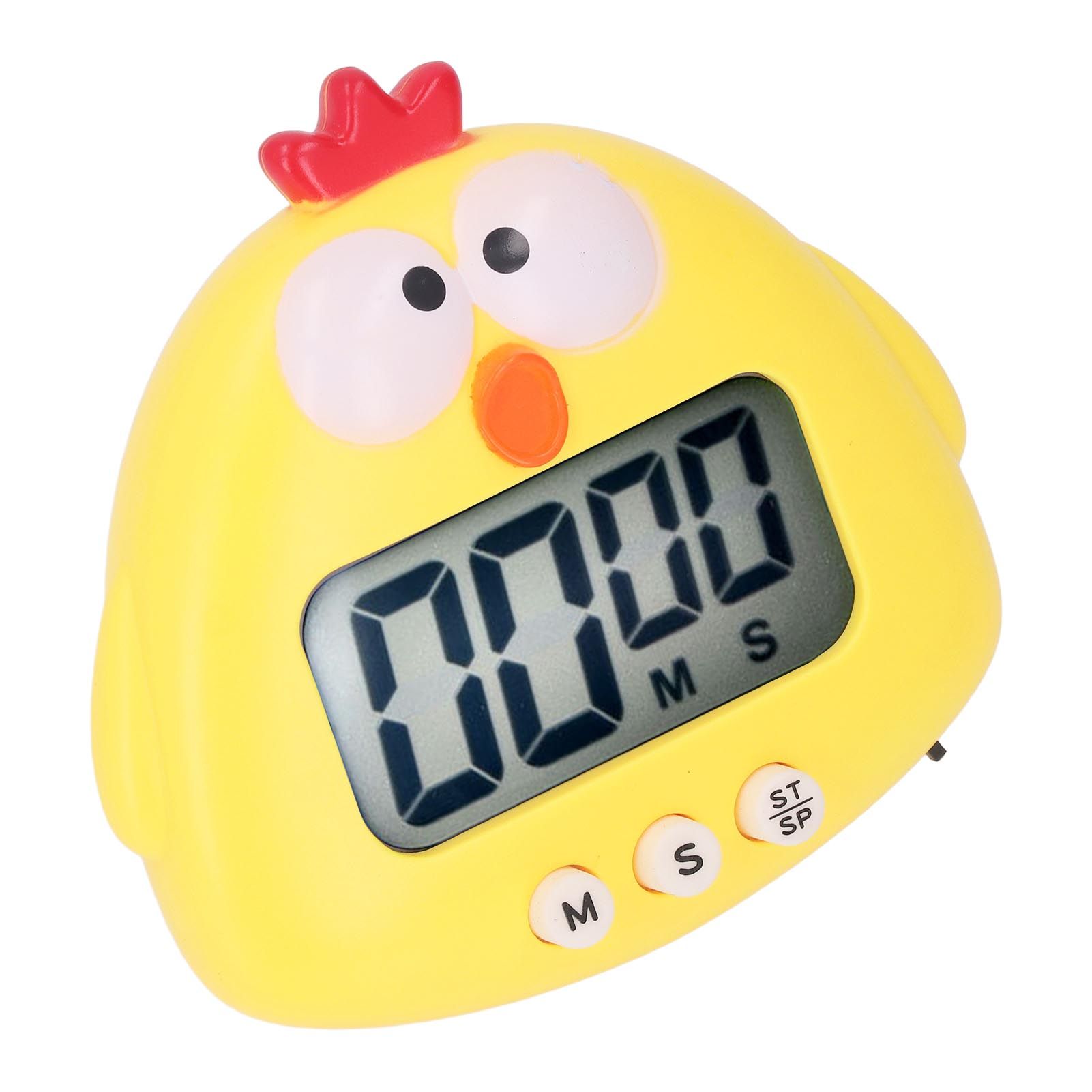 Digital Kitchen Timer Countup Countdown Cartoon Animal Sound Flash Alert Easy Operation with Stand for Cooking Teaching Yellow Chick - Image 3