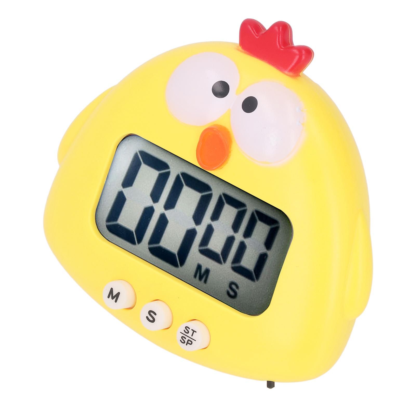 Digital Kitchen Timer Countup Countdown Cartoon Animal Sound Flash Alert Easy Operation with Stand for Cooking Teaching Yellow Chick - Image 4