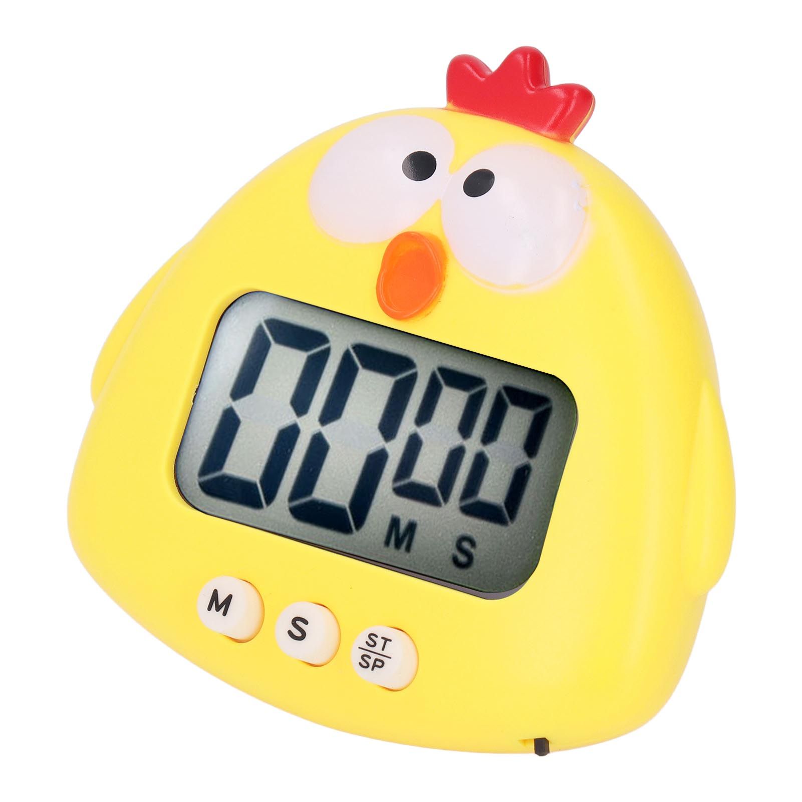 Digital Kitchen Timer Countup Countdown Cartoon Animal Sound Flash Alert Easy Operation with Stand for Cooking Teaching Yellow Chick - Image 5