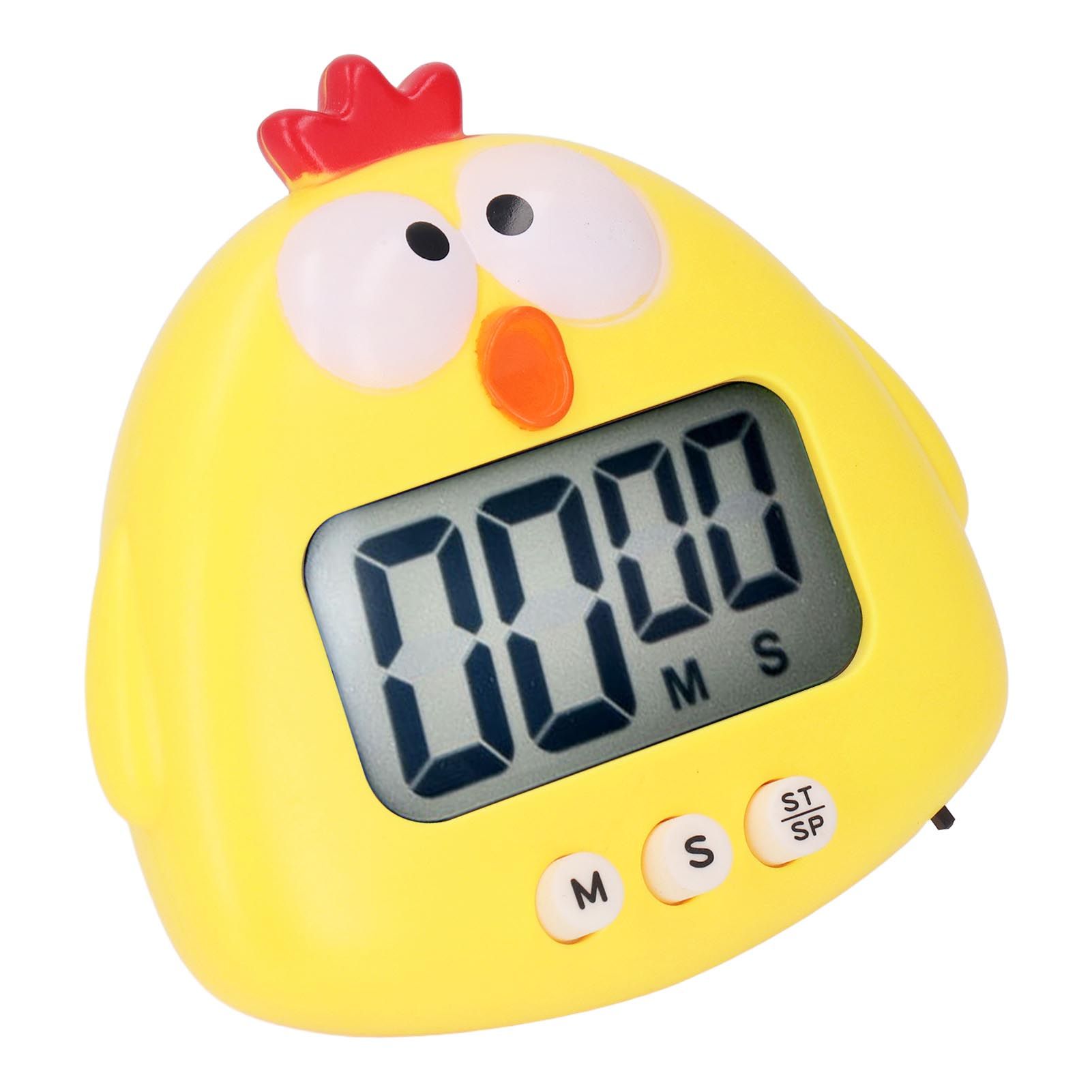 Digital Kitchen Timer Countup Countdown Cartoon Animal Sound Flash Alert Easy Operation with Stand for Cooking Teaching Yellow Chick - Image 6
