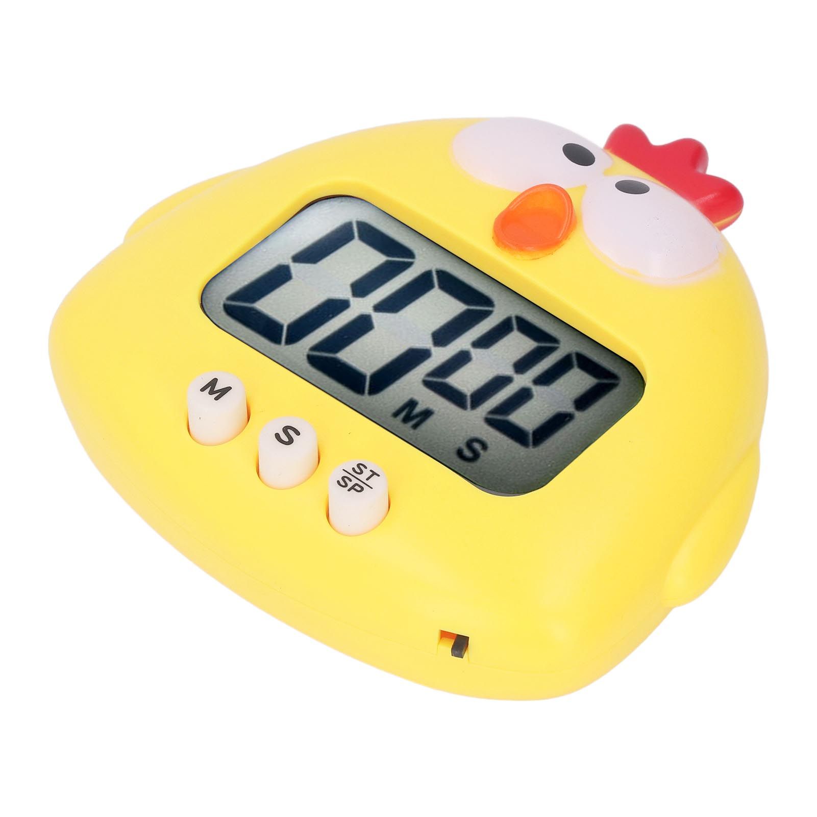 Digital Kitchen Timer Countup Countdown Cartoon Animal Sound Flash Alert Easy Operation with Stand for Cooking Teaching Yellow Chick - Image 7