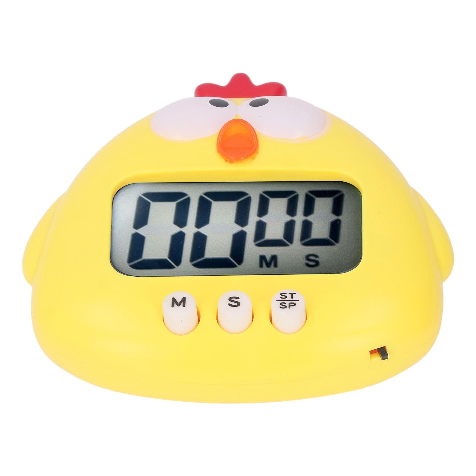 Digital Kitchen Timer Countup Countdown Cartoon Animal Sound Flash Alert Easy Operation with Stand for Cooking Teaching Yellow Chick - Image 8