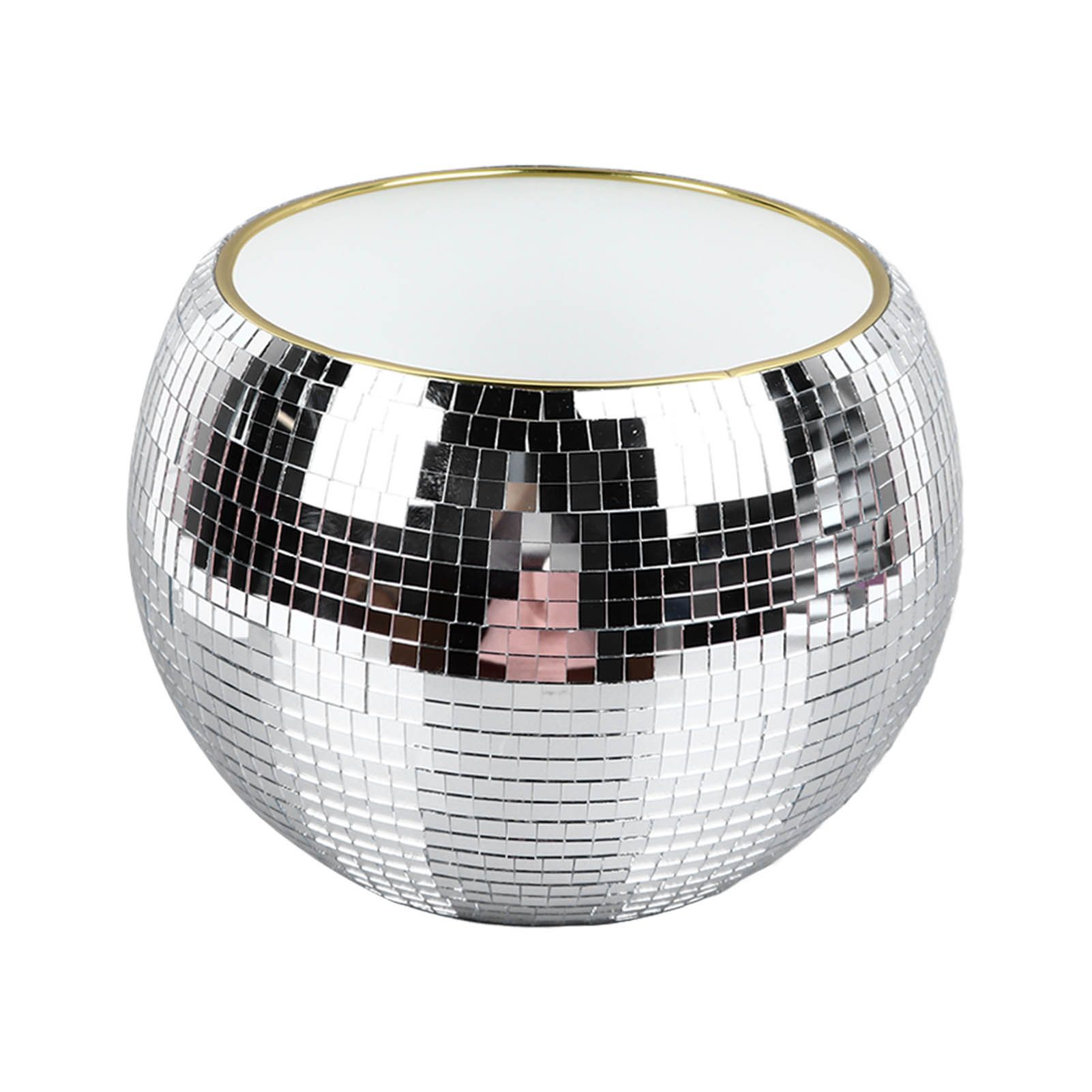 Ball Ice Bucket Plastic Beverage Tub Mirror Party Decor Bucket for Wine Cold Drinks Milky White Gold Edges - Image 1