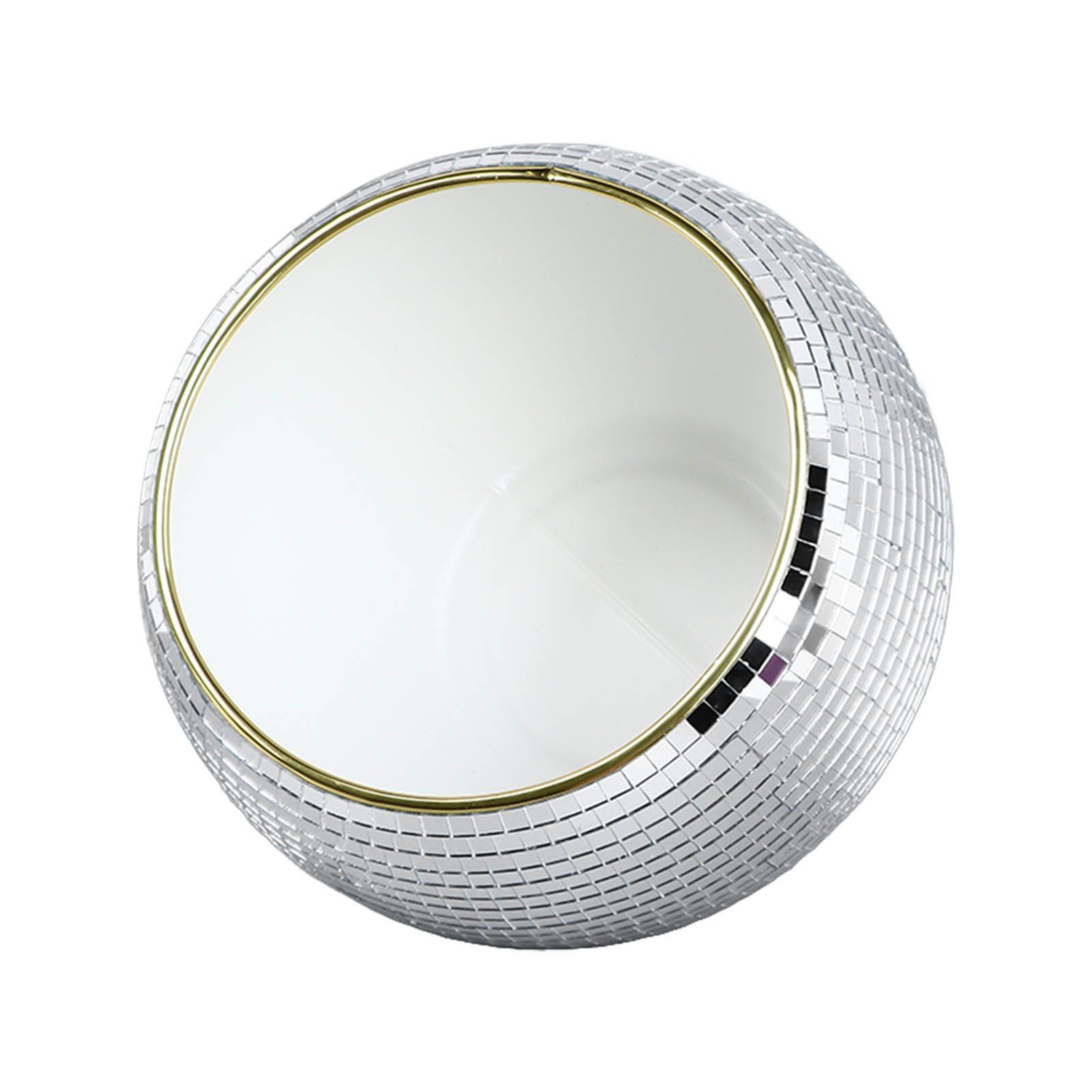 Ball Ice Bucket Plastic Beverage Tub Mirror Party Decor Bucket for Wine Cold Drinks Milky White Gold Edges - Image 2