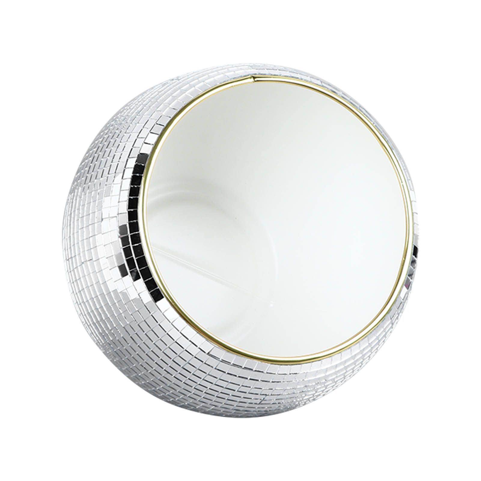 Ball Ice Bucket Plastic Beverage Tub Mirror Party Decor Bucket for Wine Cold Drinks Milky White Gold Edges - Image 3
