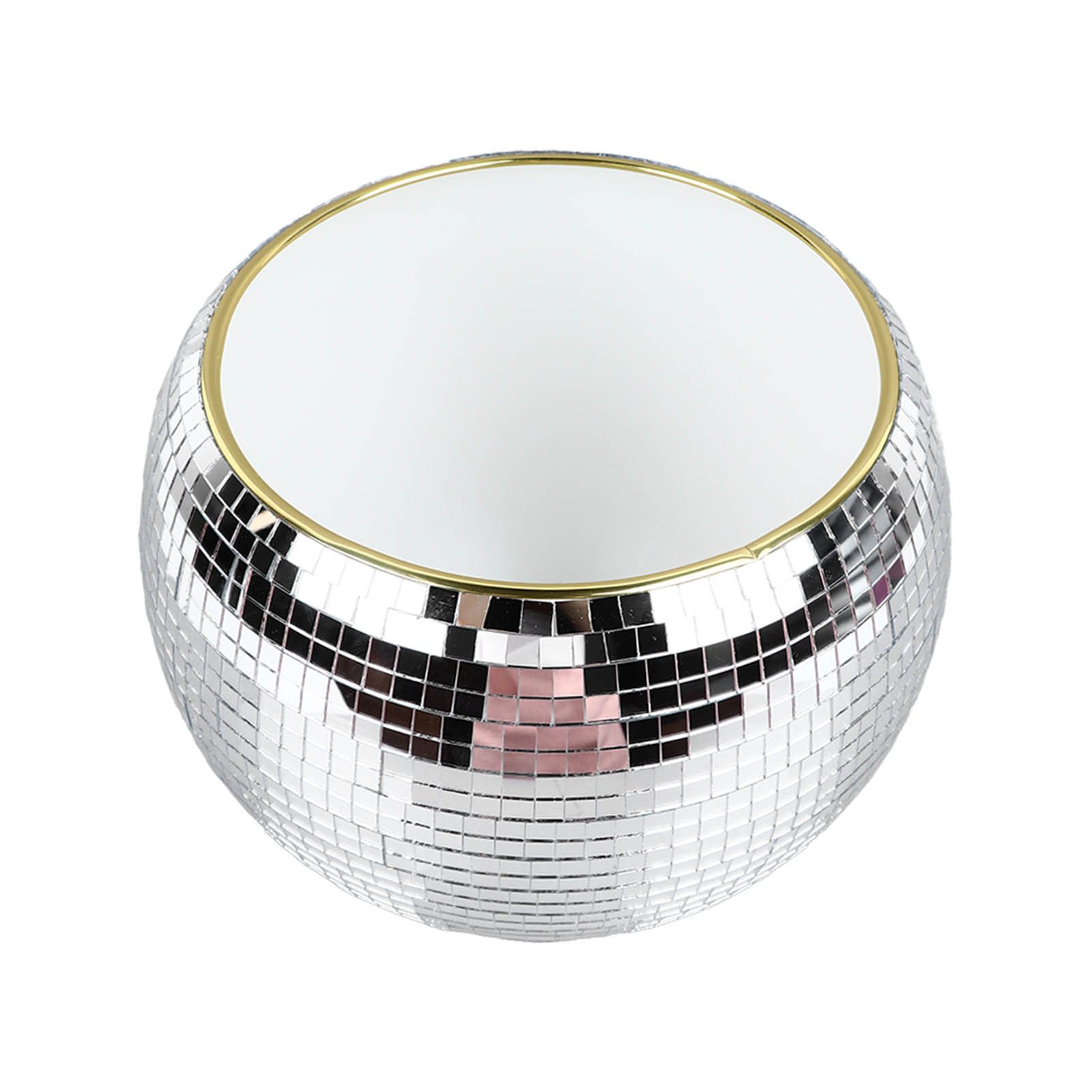 Ball Ice Bucket Plastic Beverage Tub Mirror Party Decor Bucket for Wine Cold Drinks Milky White Gold Edges - Image 4