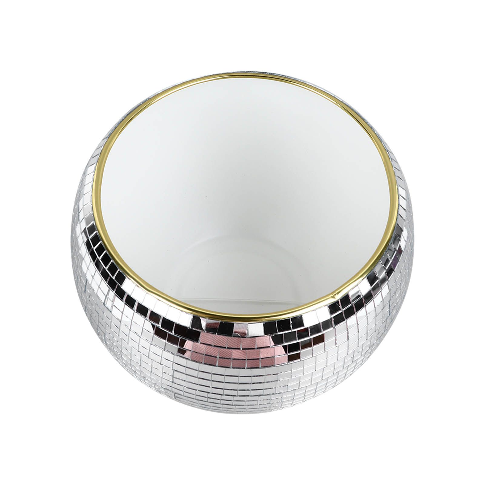 Ball Ice Bucket Plastic Beverage Tub Mirror Party Decor Bucket for Wine Cold Drinks Milky White Gold Edges - Image 5