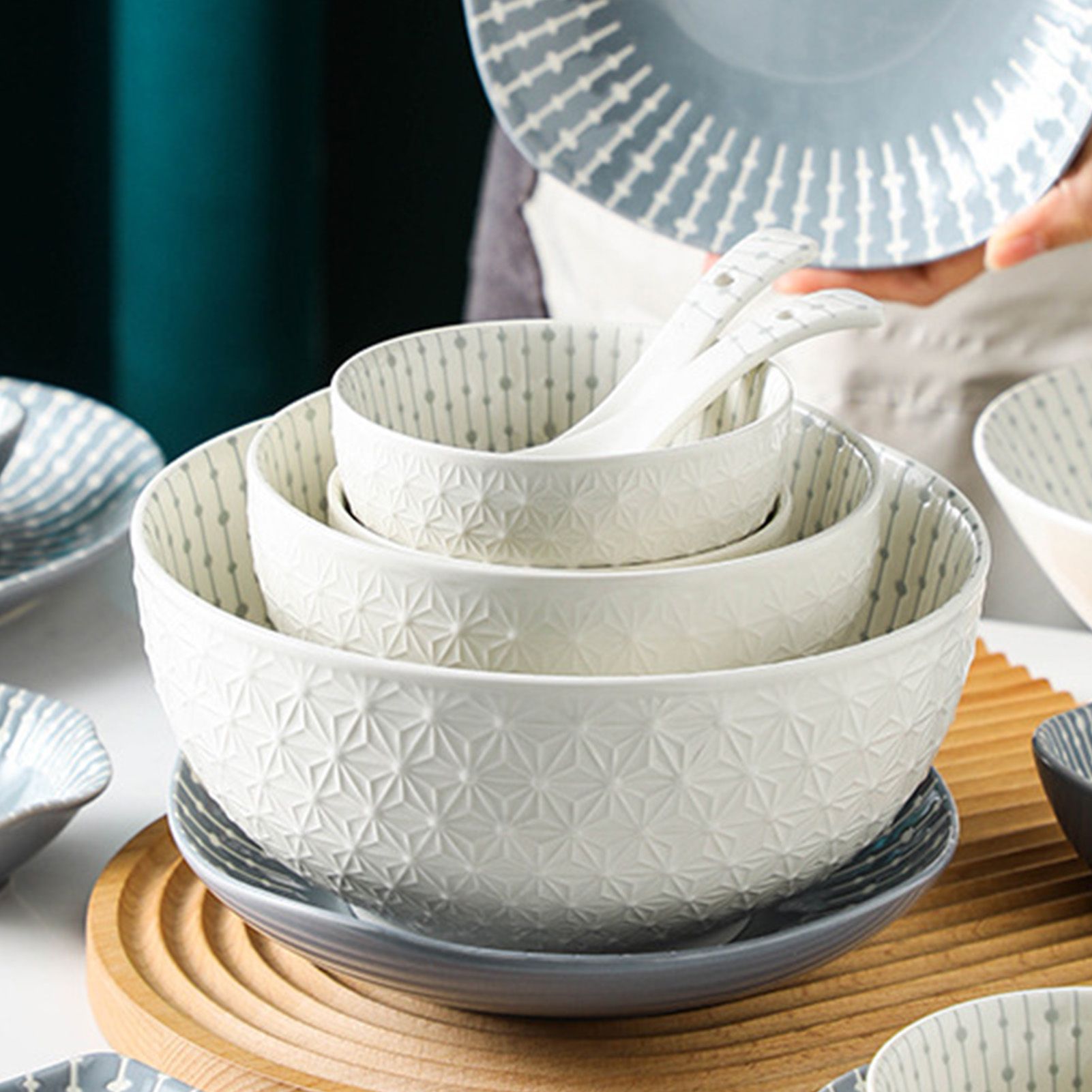 Soup Bowl 4.5in Small Bowl Ceramic Embossment Underglaze Color Minimalist Easy Clean Serving Bowl for Kitchen Home - Image 8