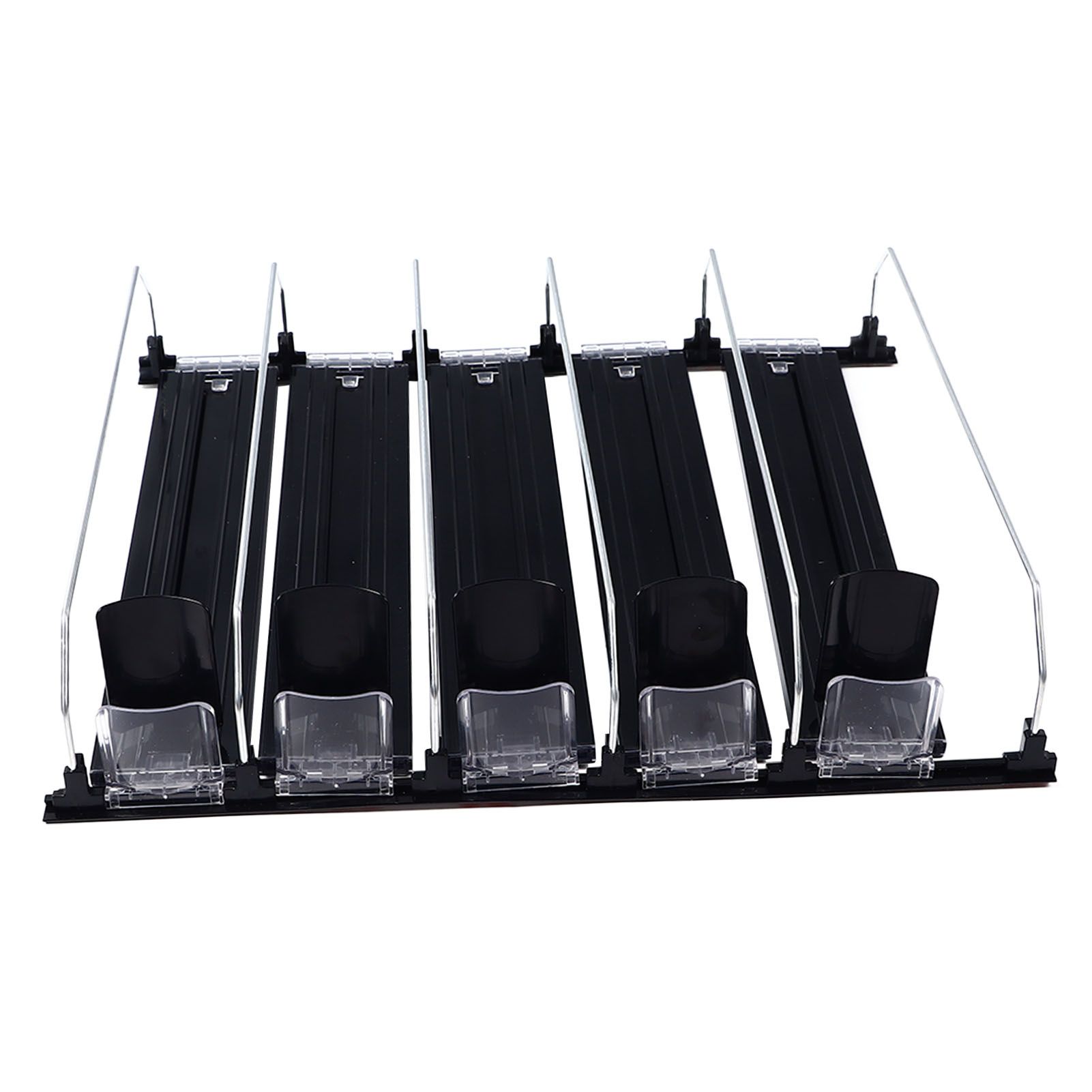 Drink Organizer for Fridge Spring Loaded Adjustable Push Rod Slide Rail Soda Can Dispenser for Beer Beverages 38cm Black - Image 2