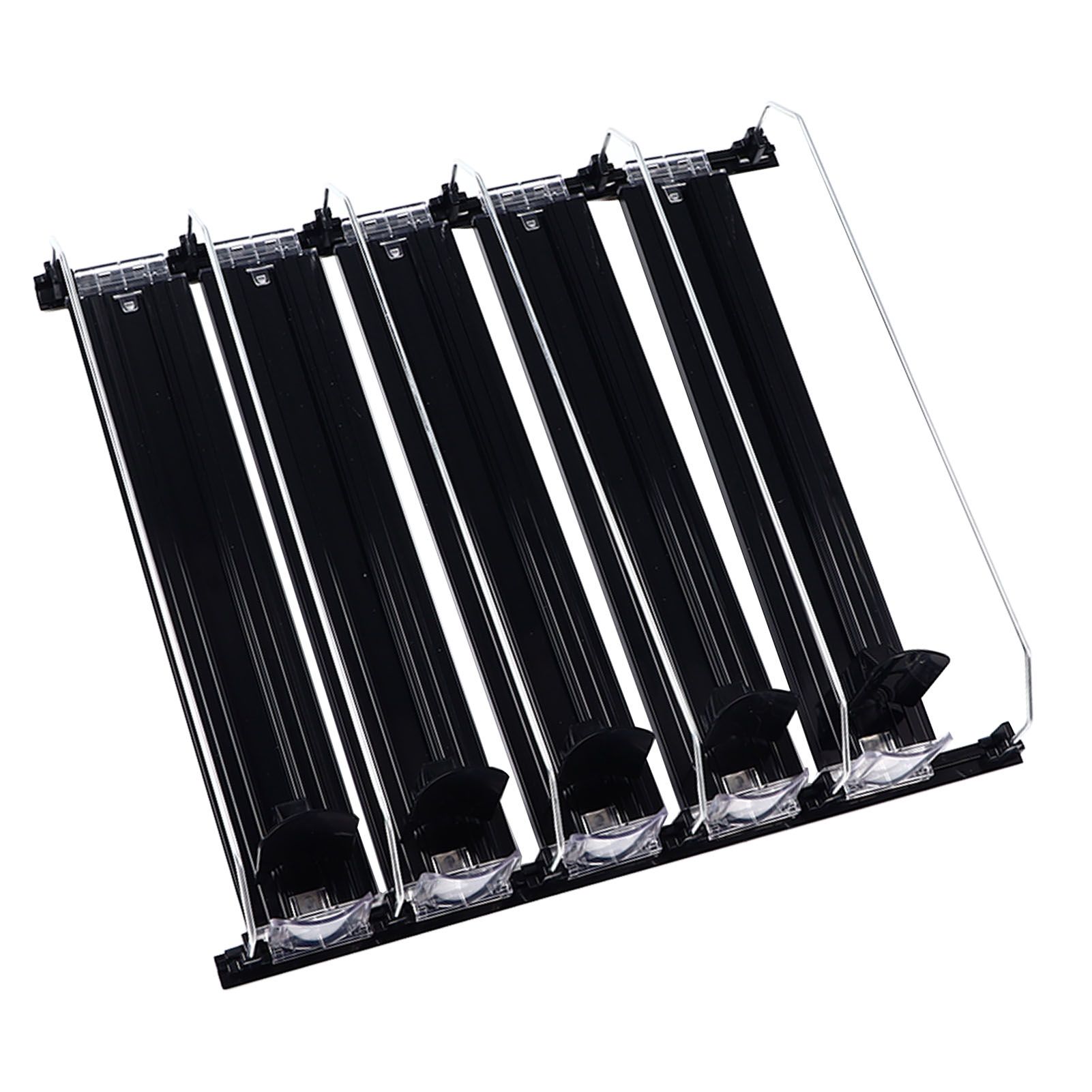 Drink Organizer for Fridge Spring Loaded Adjustable Push Rod Slide Rail Soda Can Dispenser for Beer Beverages 38cm Black - Image 3