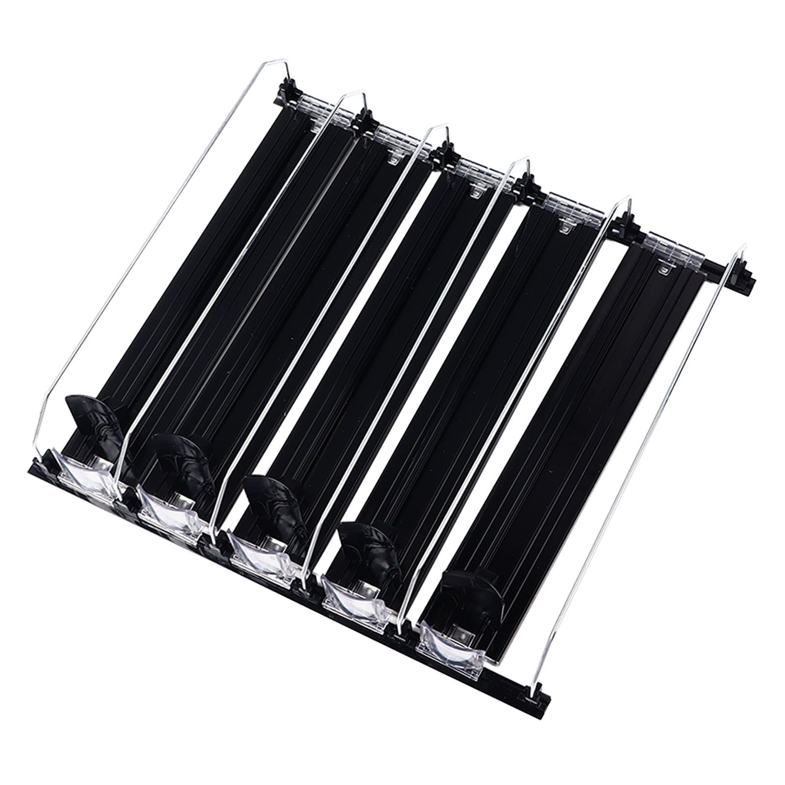 Drink Organizer for Fridge Spring Loaded Adjustable Push Rod Slide Rail Soda Can Dispenser for Beer Beverages 38cm Black - Image 4
