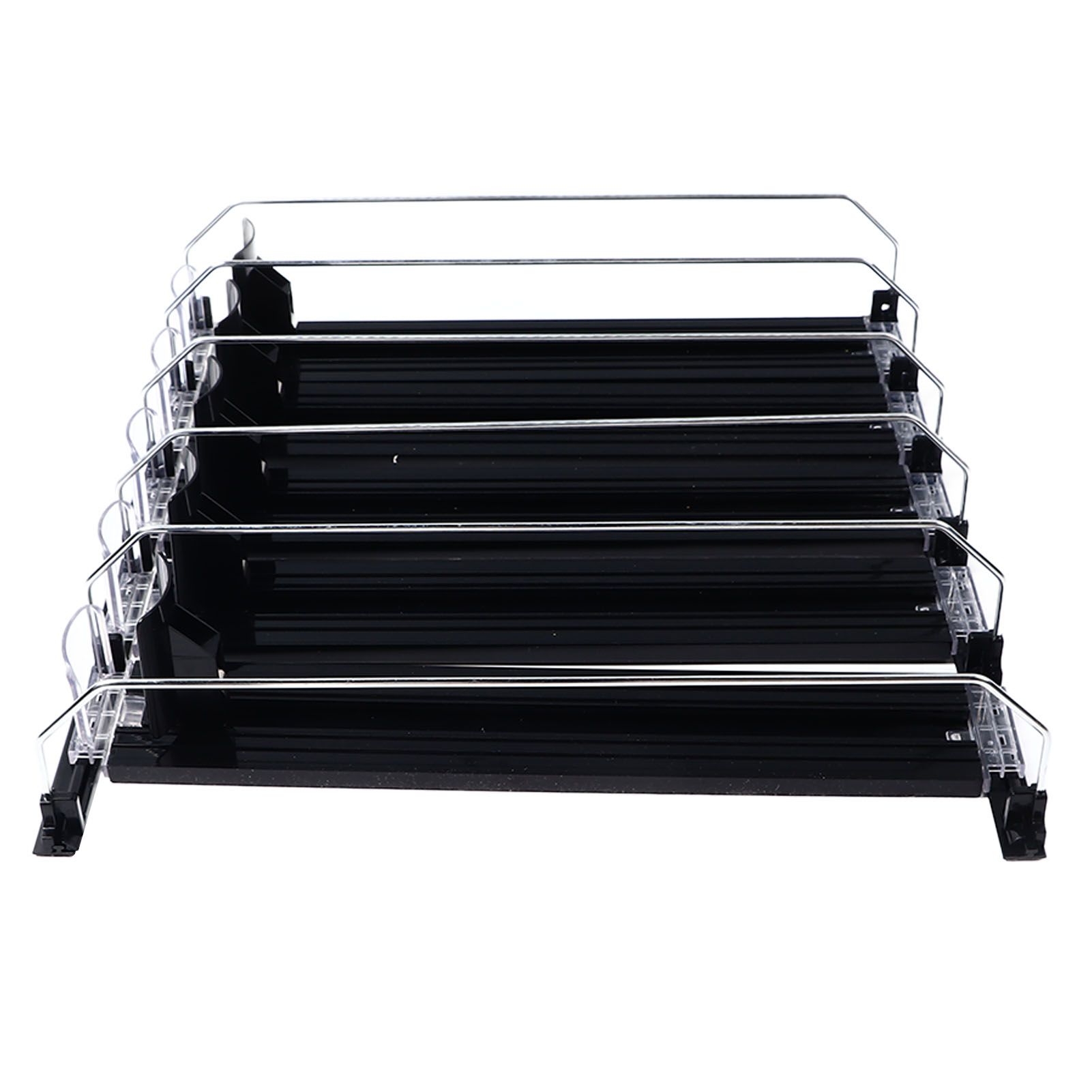 Drink Organizer for Fridge Spring Loaded Adjustable Push Rod Slide Rail Soda Can Dispenser for Beer Beverages 38cm Black - Image 5