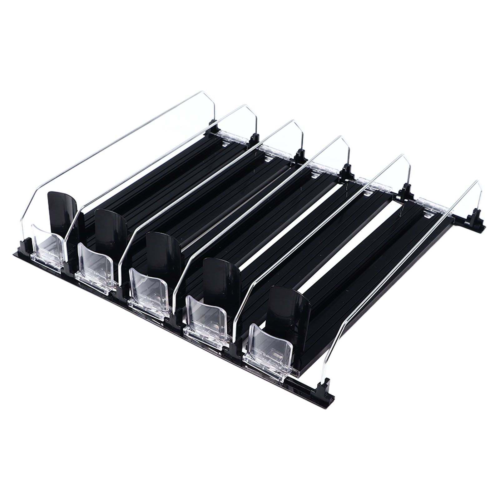 Drink Organizer for Fridge Spring Loaded Adjustable Push Rod Slide Rail Soda Can Dispenser for Beer Beverages 38cm Black - Image 6