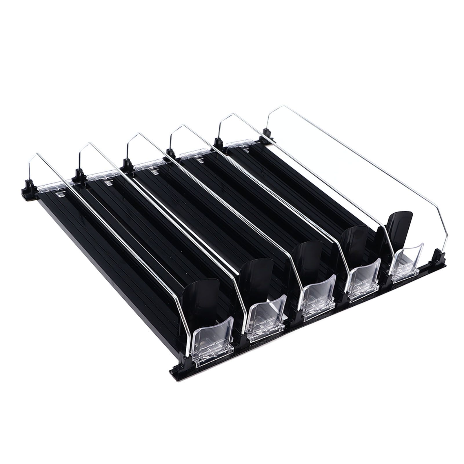 Drink Organizer for Fridge Spring Loaded Adjustable Push Rod Slide Rail Soda Can Dispenser for Beer Beverages 38cm Black - Image 7