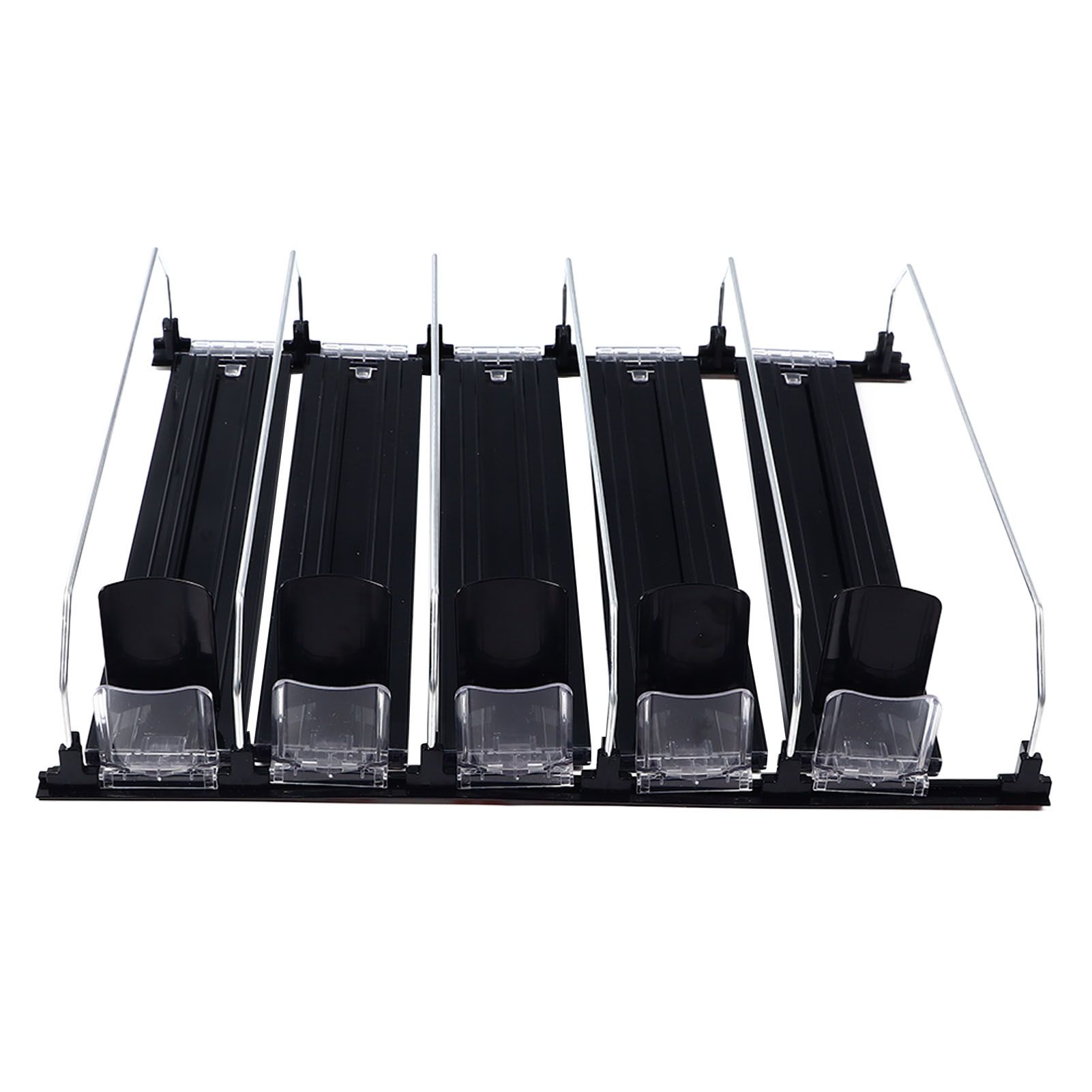 Drink Organizer for Fridge Spring Loaded Adjustable Push Rod Slide Rail Soda Can Dispenser for Beer Beverages 38cm Black - Image 8