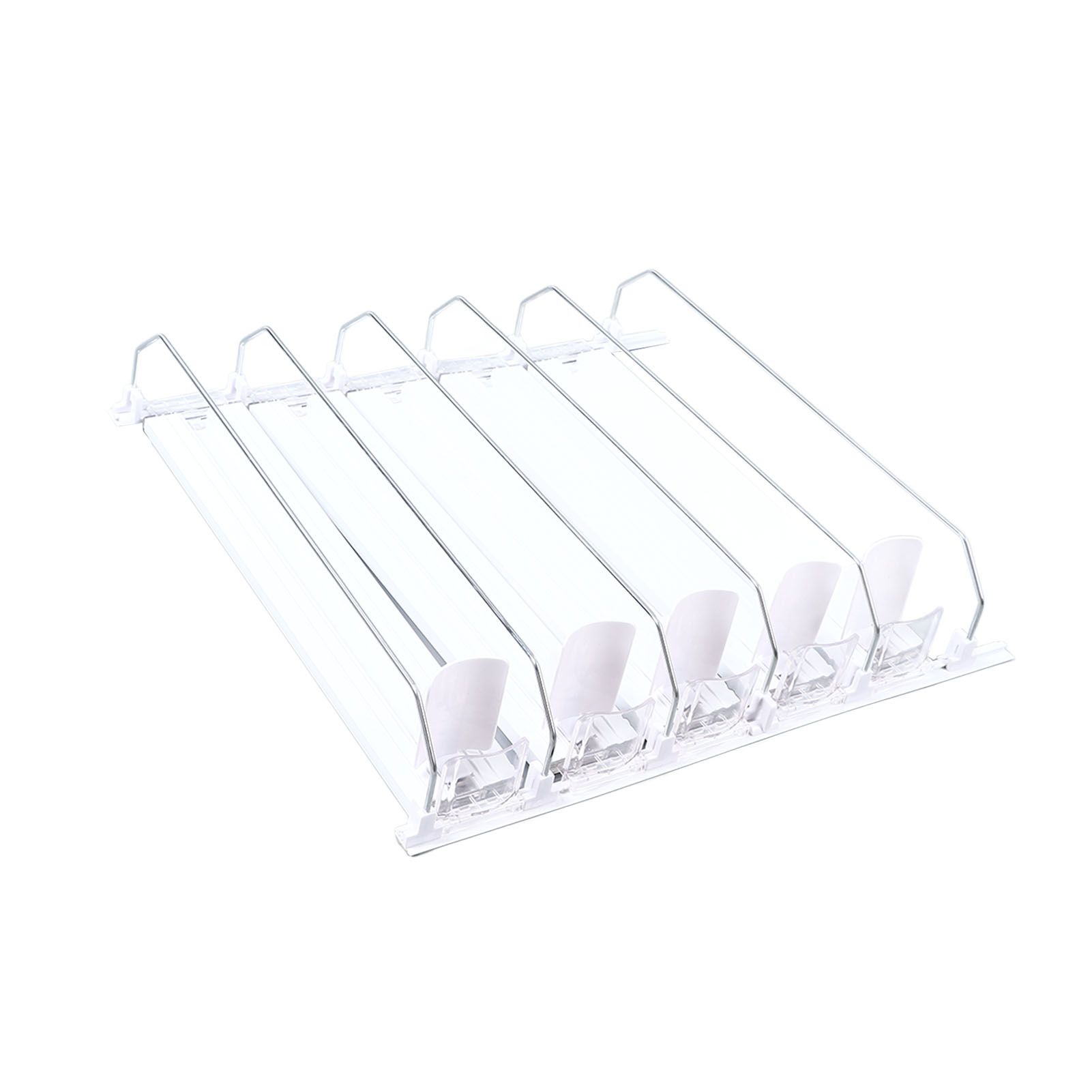 Drink Organizer for Fridge Spring Loaded Adjustable Push Rod Slide Rail Soda Can Dispenser for Beer Beverages 38cm White - Image 4