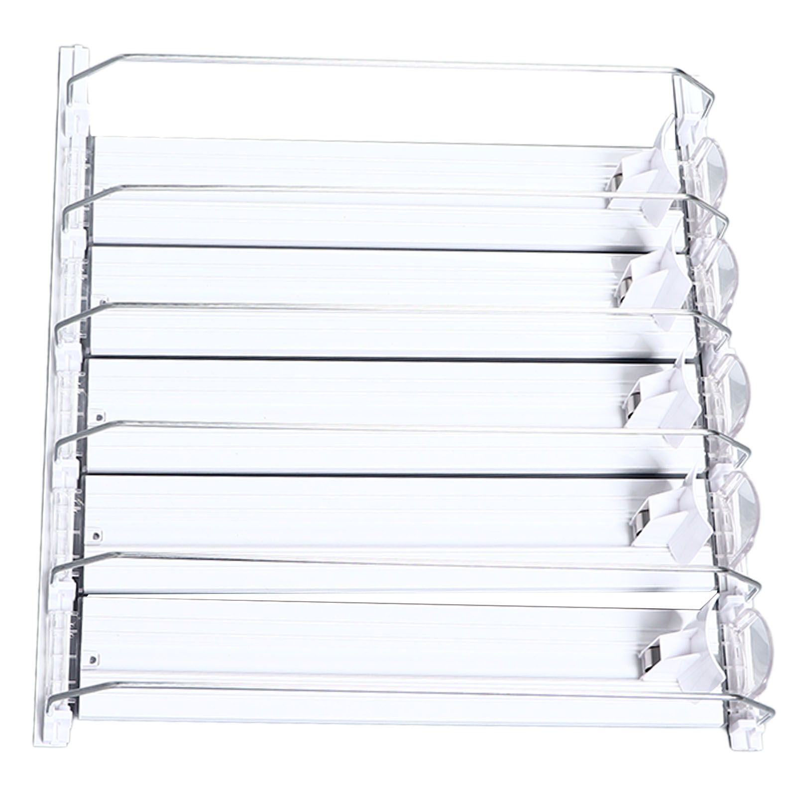 Drink Organizer for Fridge Spring Loaded Adjustable Push Rod Slide Rail Soda Can Dispenser for Beer Beverages 38cm White - Image 6