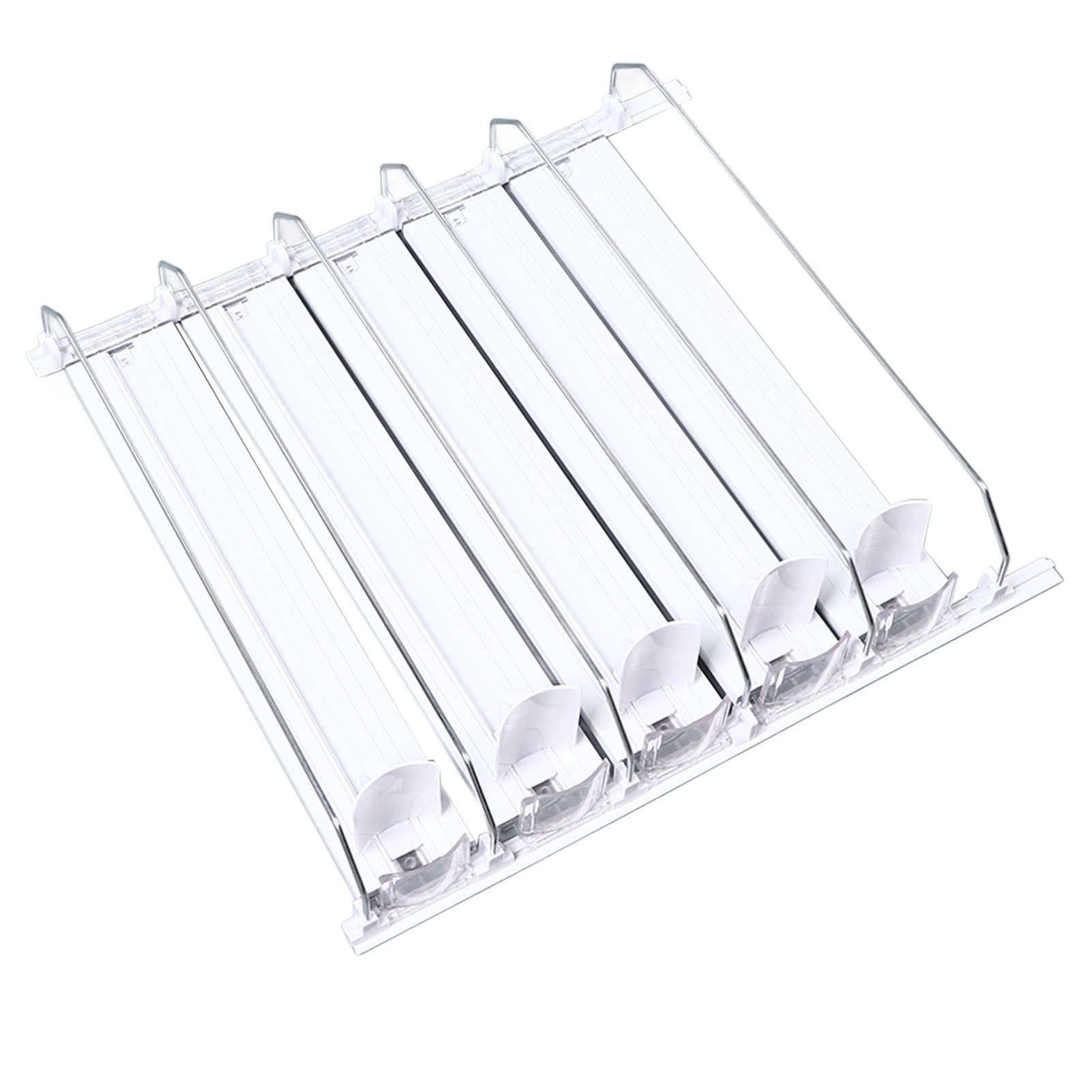 Drink Organizer for Fridge Spring Loaded Adjustable Push Rod Slide Rail Soda Can Dispenser for Beer Beverages 38cm White - Image 7