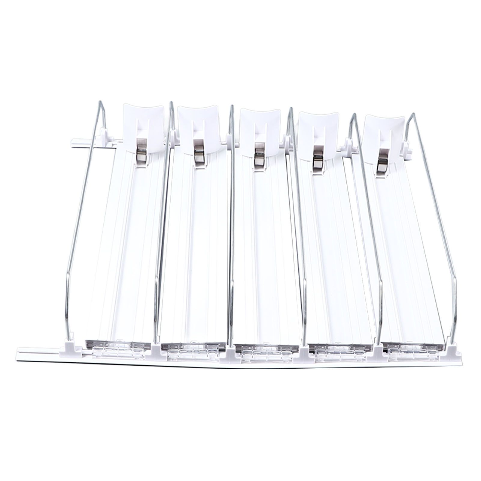 Drink Organizer for Fridge Spring Loaded Adjustable Push Rod Slide Rail Soda Can Dispenser for Beer Beverages 38cm White - Image 8