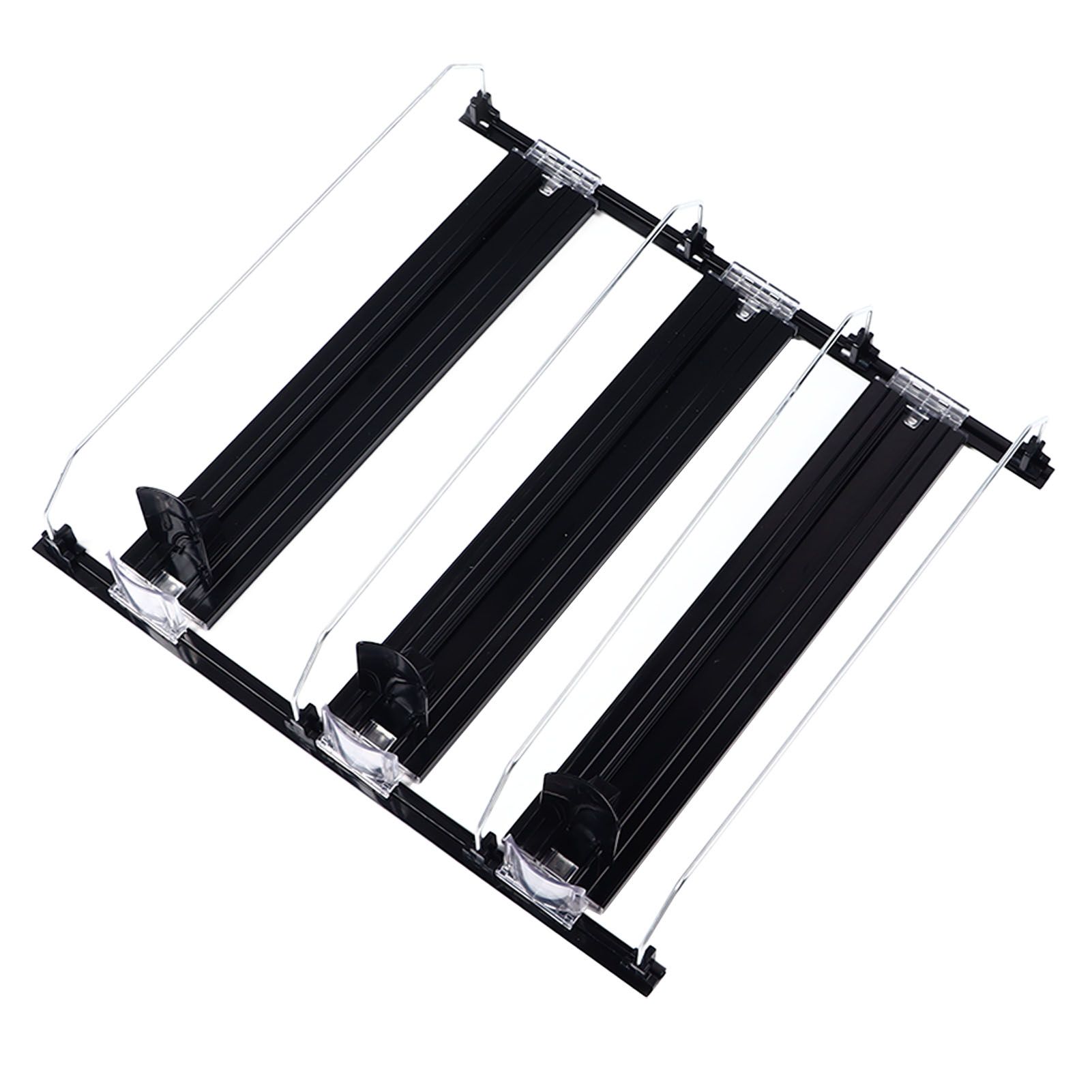 38cm Drink Organizer for Fridge Automatic Pusher Glide 12oz 16oz 20oz Soda Dispenser for Fridge Width Adjustable E Shaped 38cm Black - Image 3