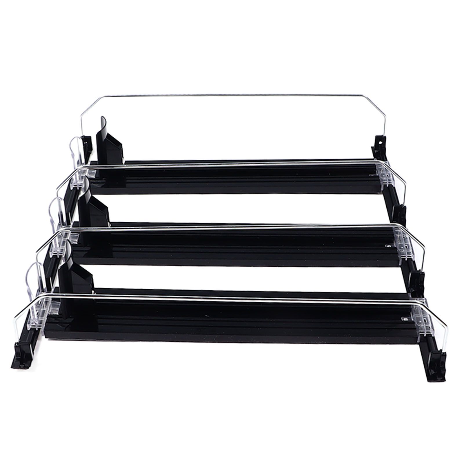 38cm Drink Organizer for Fridge Automatic Pusher Glide 12oz 16oz 20oz Soda Dispenser for Fridge Width Adjustable E Shaped 38cm Black - Image 5