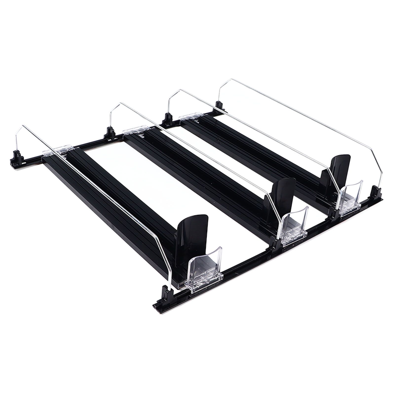 38cm Drink Organizer for Fridge Automatic Pusher Glide 12oz 16oz 20oz Soda Dispenser for Fridge Width Adjustable E Shaped 38cm Black - Image 7