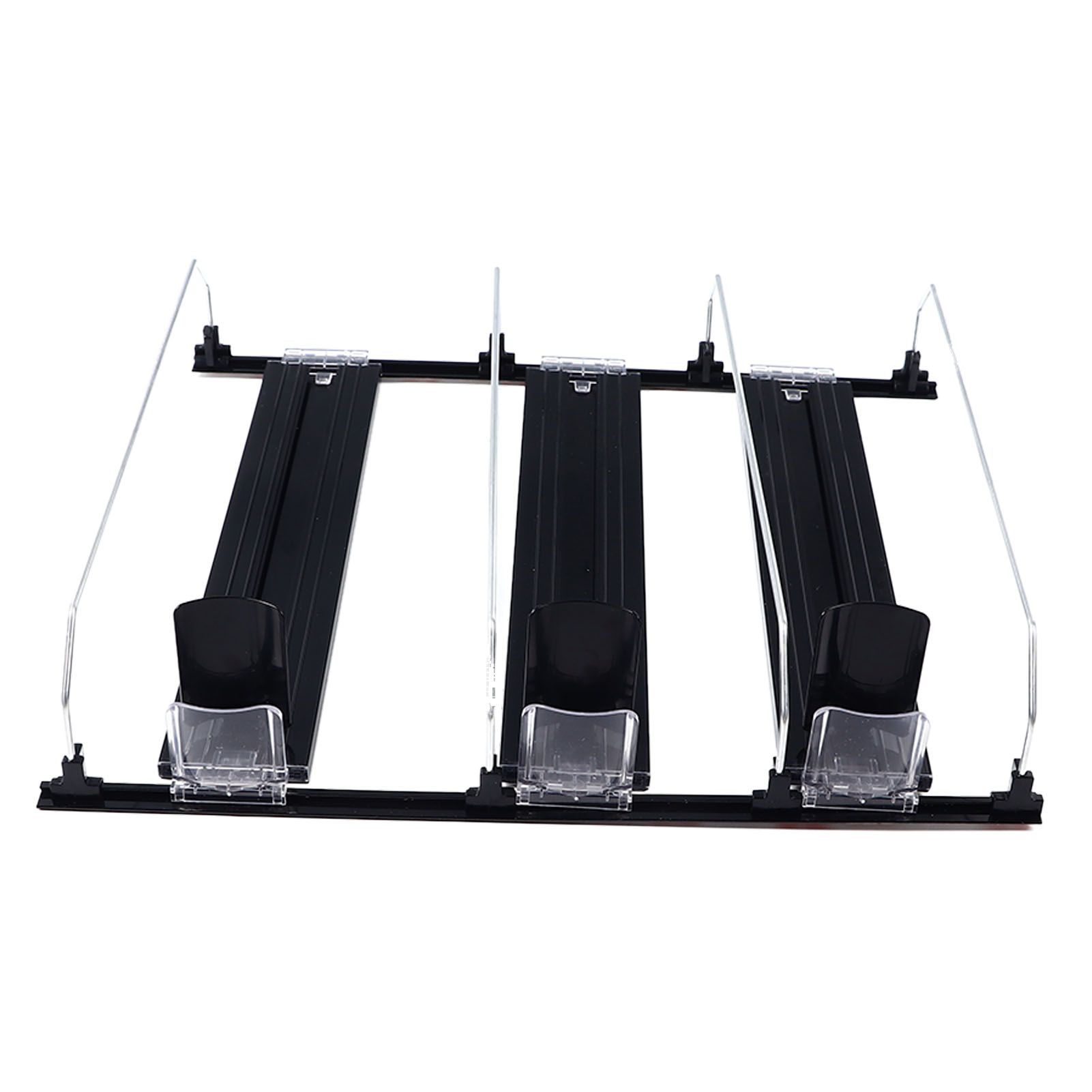 38cm Drink Organizer for Fridge Automatic Pusher Glide 12oz 16oz 20oz Soda Dispenser for Fridge Width Adjustable E Shaped 38cm Black - Image 8