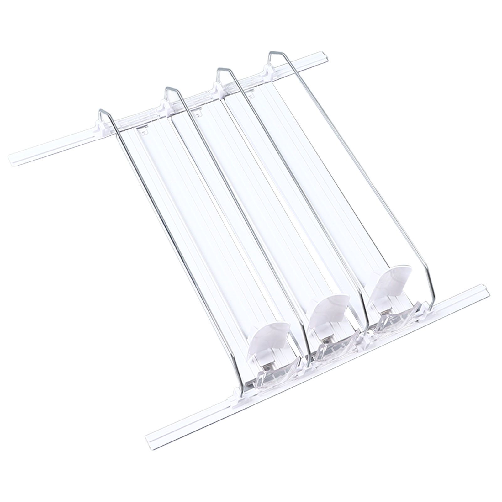 38cm Drink Organizer for Fridge Automatic Pusher Glide 12oz 16oz 20oz Soda Dispenser for Fridge Width Adjustable E Shaped 38cm White - Image 1