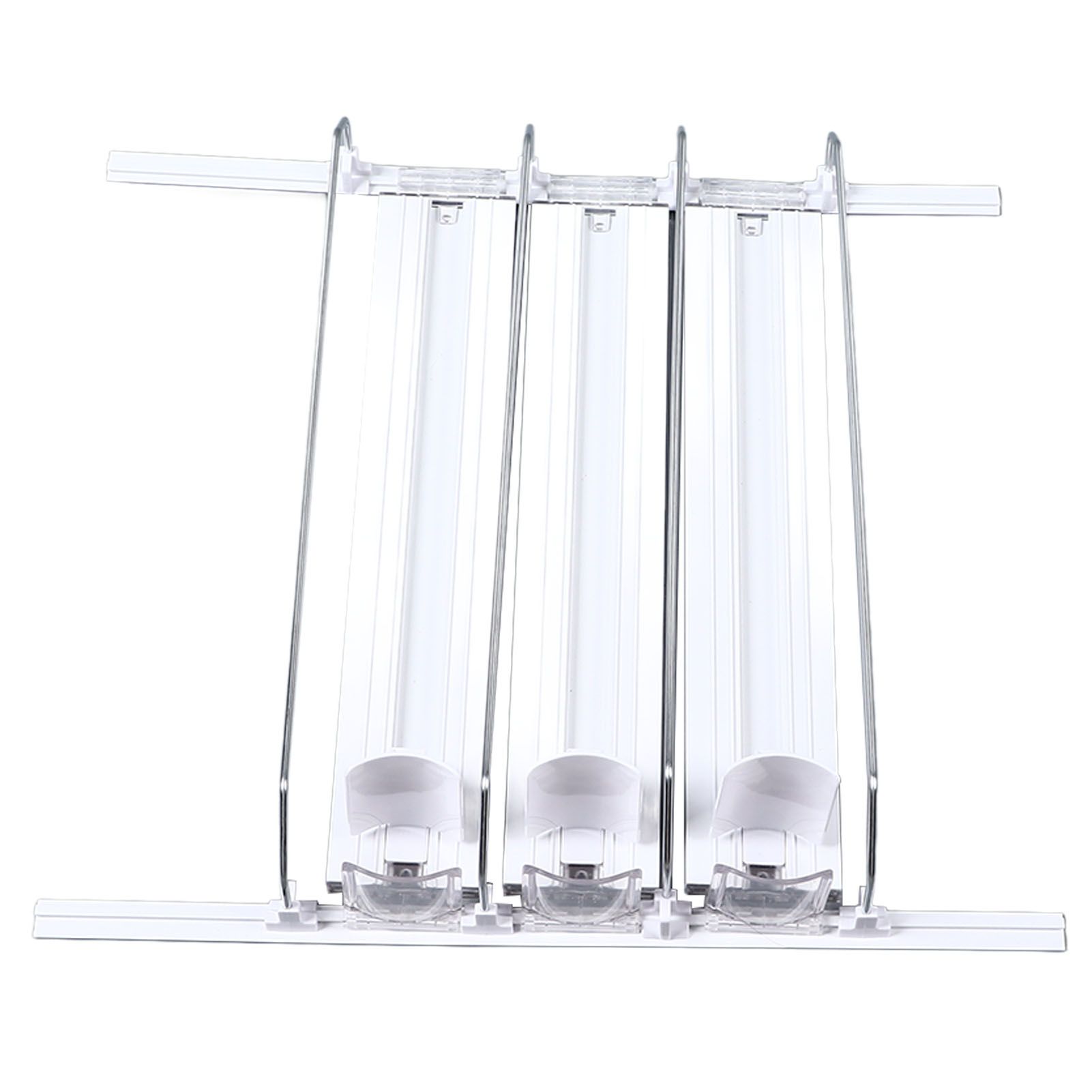 38cm Drink Organizer for Fridge Automatic Pusher Glide 12oz 16oz 20oz Soda Dispenser for Fridge Width Adjustable E Shaped 38cm White - Image 2