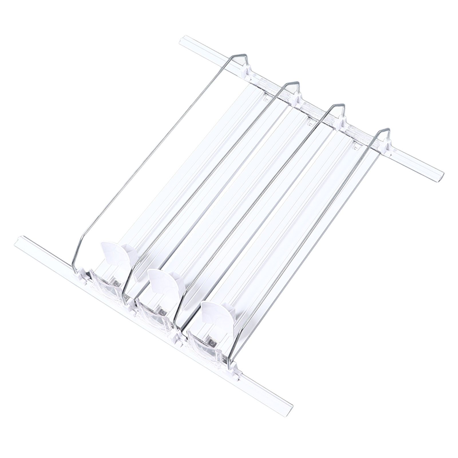 38cm Drink Organizer for Fridge Automatic Pusher Glide 12oz 16oz 20oz Soda Dispenser for Fridge Width Adjustable E Shaped 38cm White - Image 3