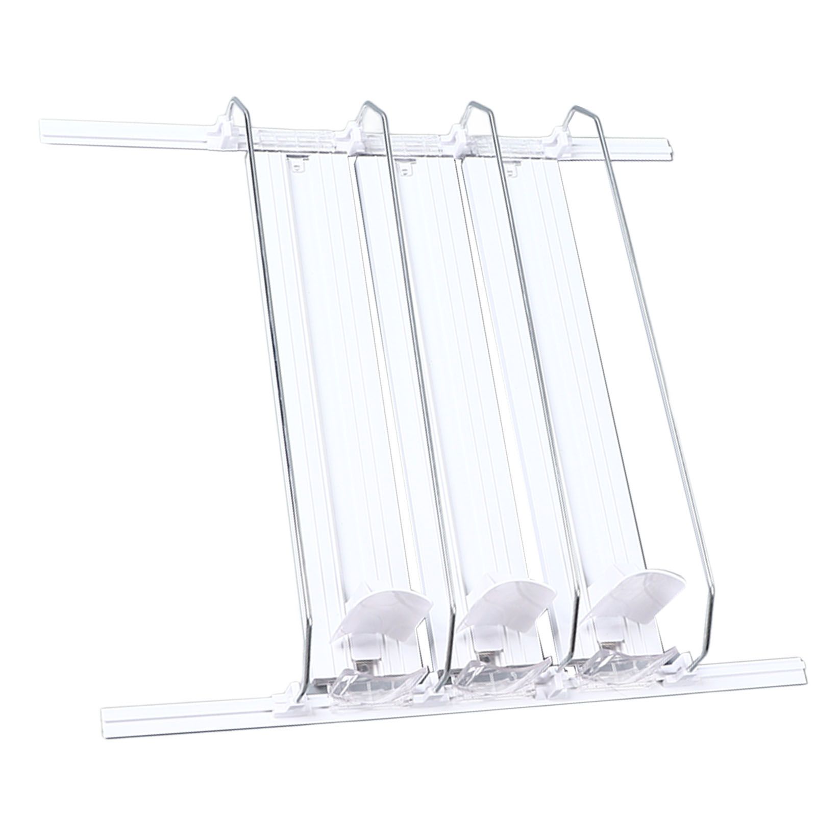 38cm Drink Organizer for Fridge Automatic Pusher Glide 12oz 16oz 20oz Soda Dispenser for Fridge Width Adjustable E Shaped 38cm White - Image 4