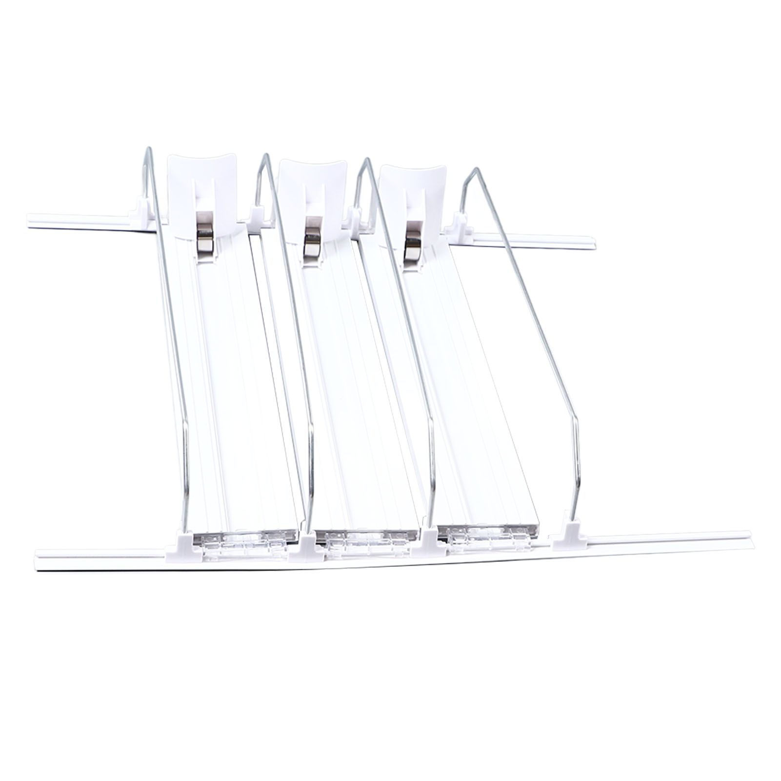 38cm Drink Organizer for Fridge Automatic Pusher Glide 12oz 16oz 20oz Soda Dispenser for Fridge Width Adjustable E Shaped 38cm White - Image 6