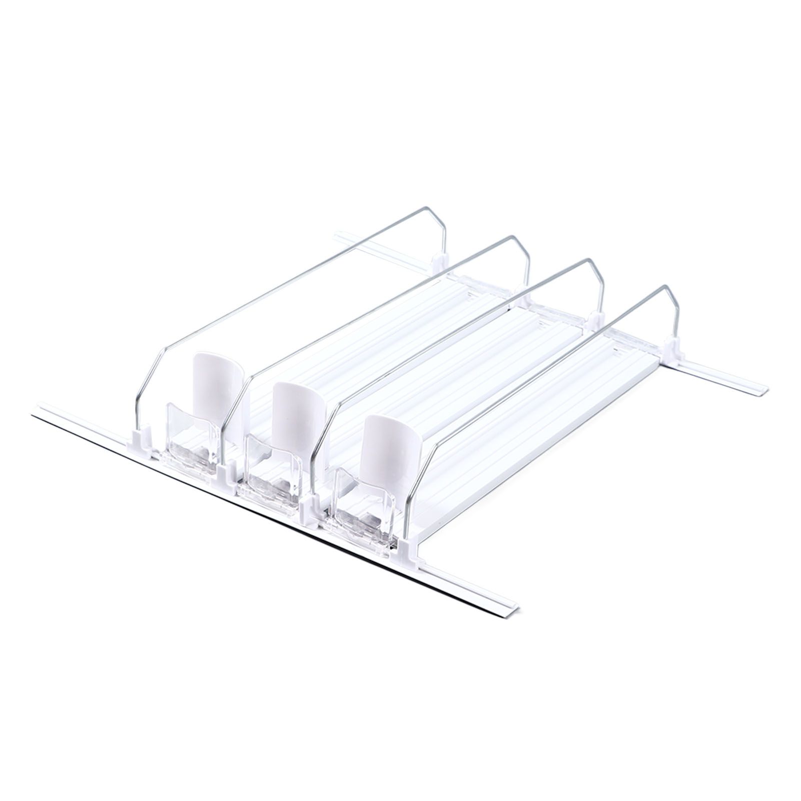 38cm Drink Organizer for Fridge Automatic Pusher Glide 12oz 16oz 20oz Soda Dispenser for Fridge Width Adjustable E Shaped 38cm White - Image 7