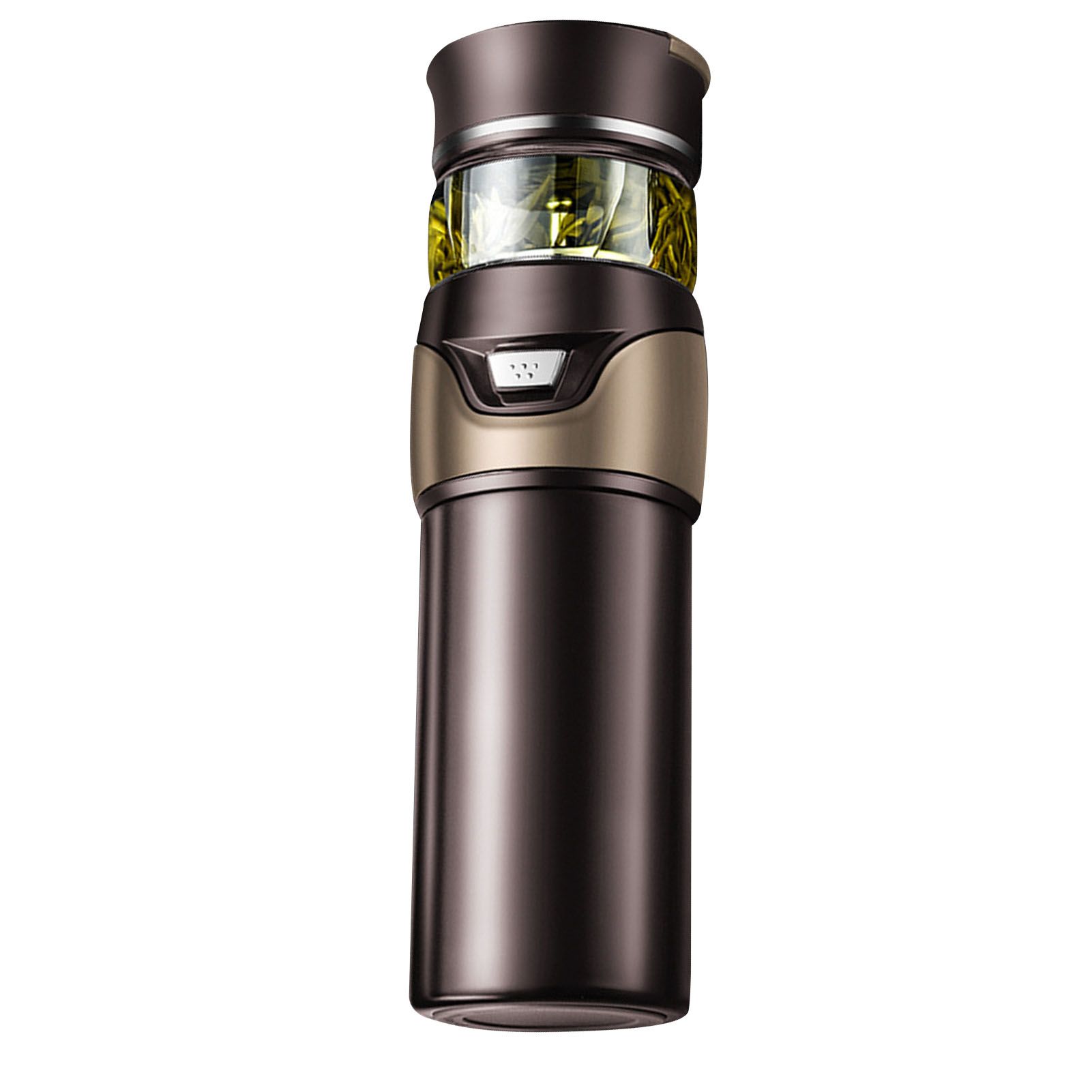 Tea Bottle with Infuser Tea Tumbler Stainless Steel Double Layer Insulated Cup for Men Daily Office Home Brown - Image 1